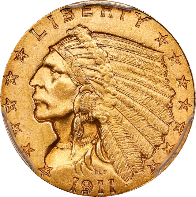 1911-D Indian Quarter Eagle. Strong D. MS-64 (PCGS).
