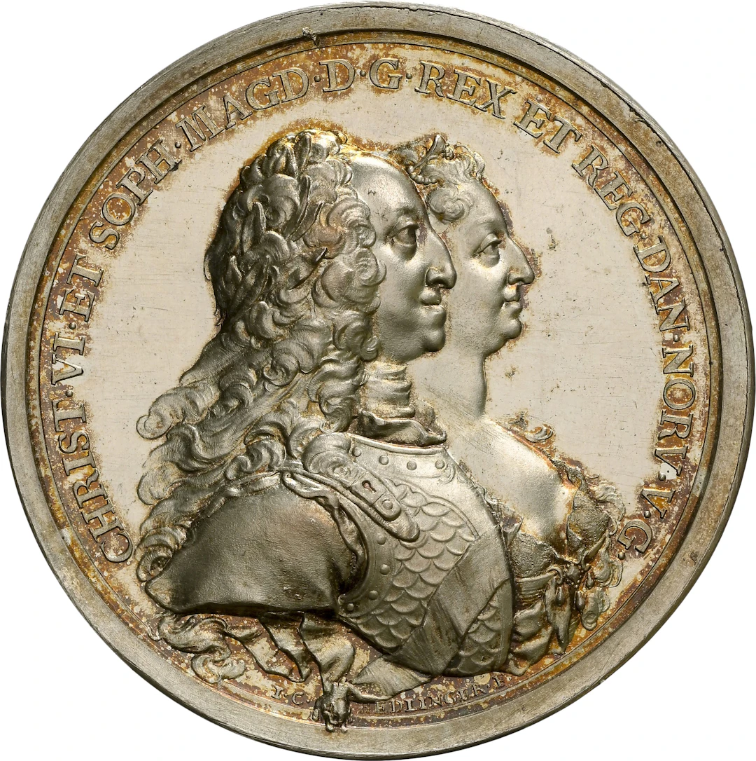 DENMARK. Royal Visit to Kongsberg Restrike Silver Medal, 1733. Christian