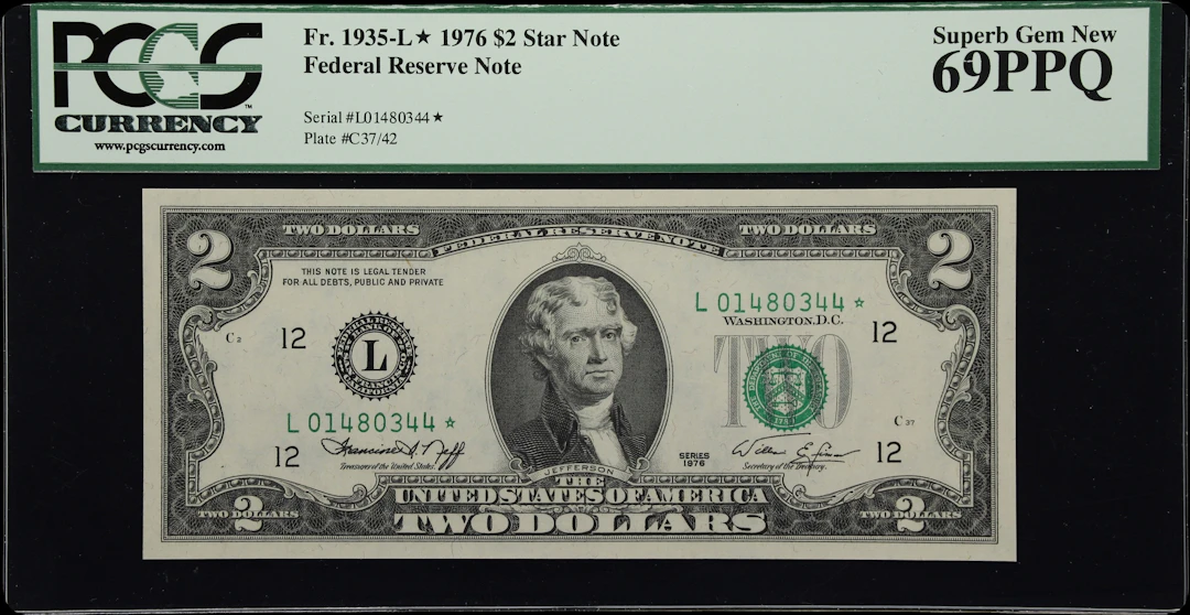 Fr. 1935-L*. 1976 $2 Federal Reserve Star Note. San Francisco. PCGS