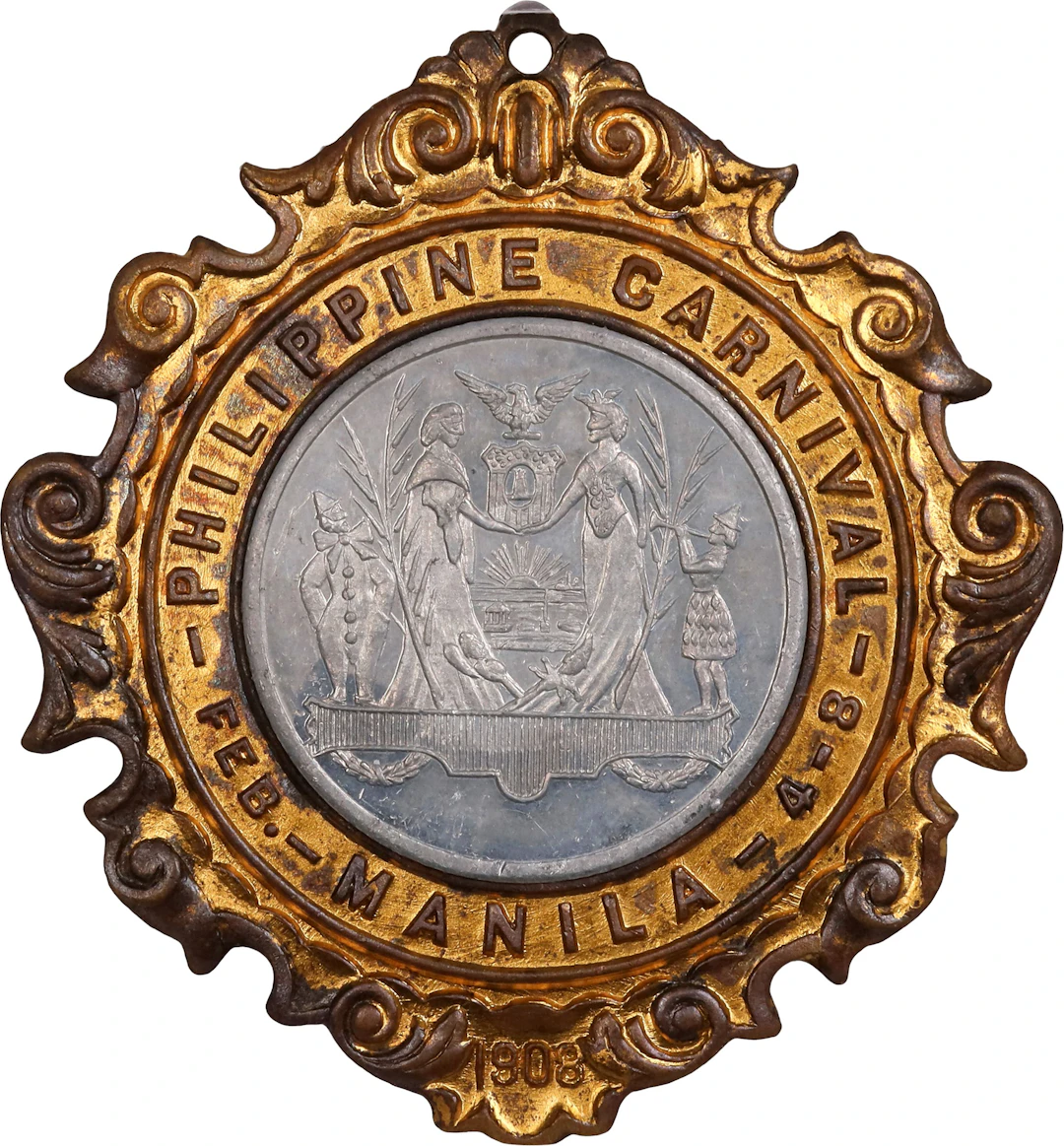 PHILIPPINES. Manila. Carnival Gilt Bronze and Aluminum Medal, 1908. NGC MS-62.