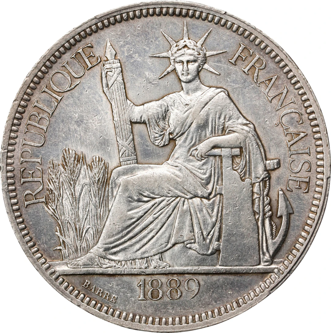 FRENCH INDO-CHINA. Piastre, 1889-A. Paris Mint. PCGS Genuine--Cleaned