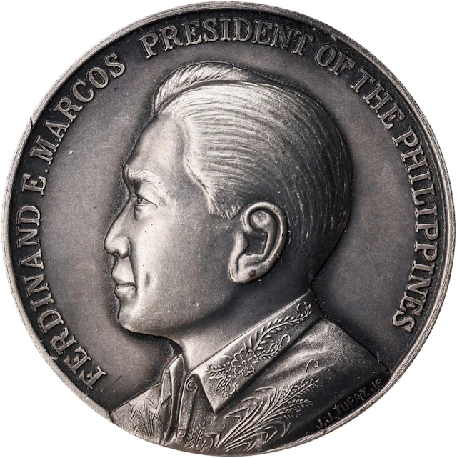 PHILIPPINES. 25th Anniversary of Bataan and Corregidor Silvered Bronze