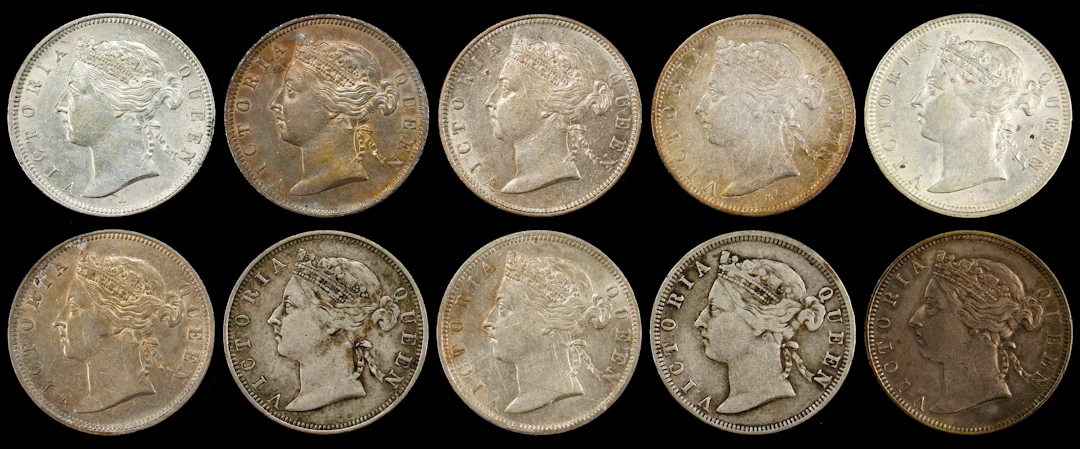 (t) HONG KONG (SAR). Group of 20 Cents (10 Pieces), 1889-96. Victoria.