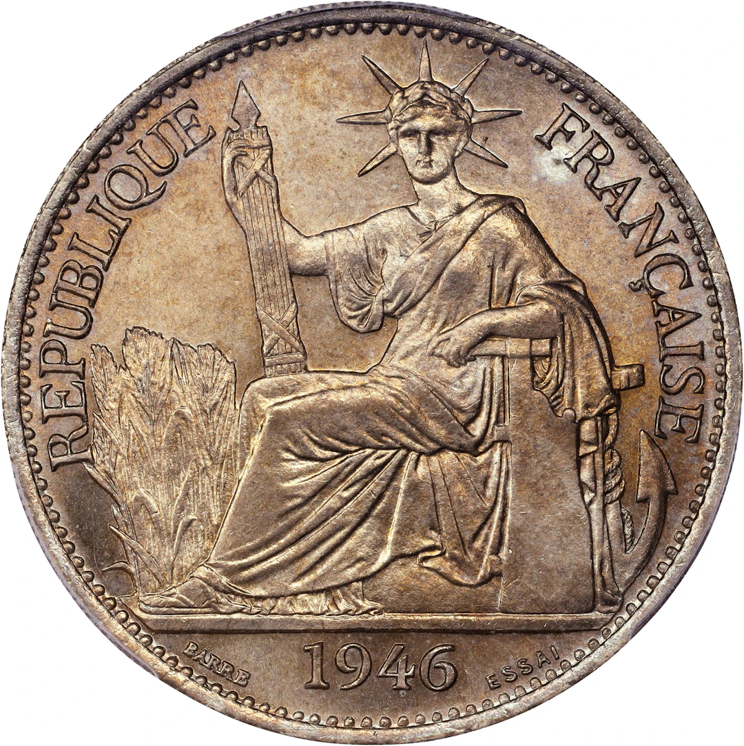FRENCH INDO-CHINA. Copper-Nickel 50 Centimes Essai (Pattern), 1946.
