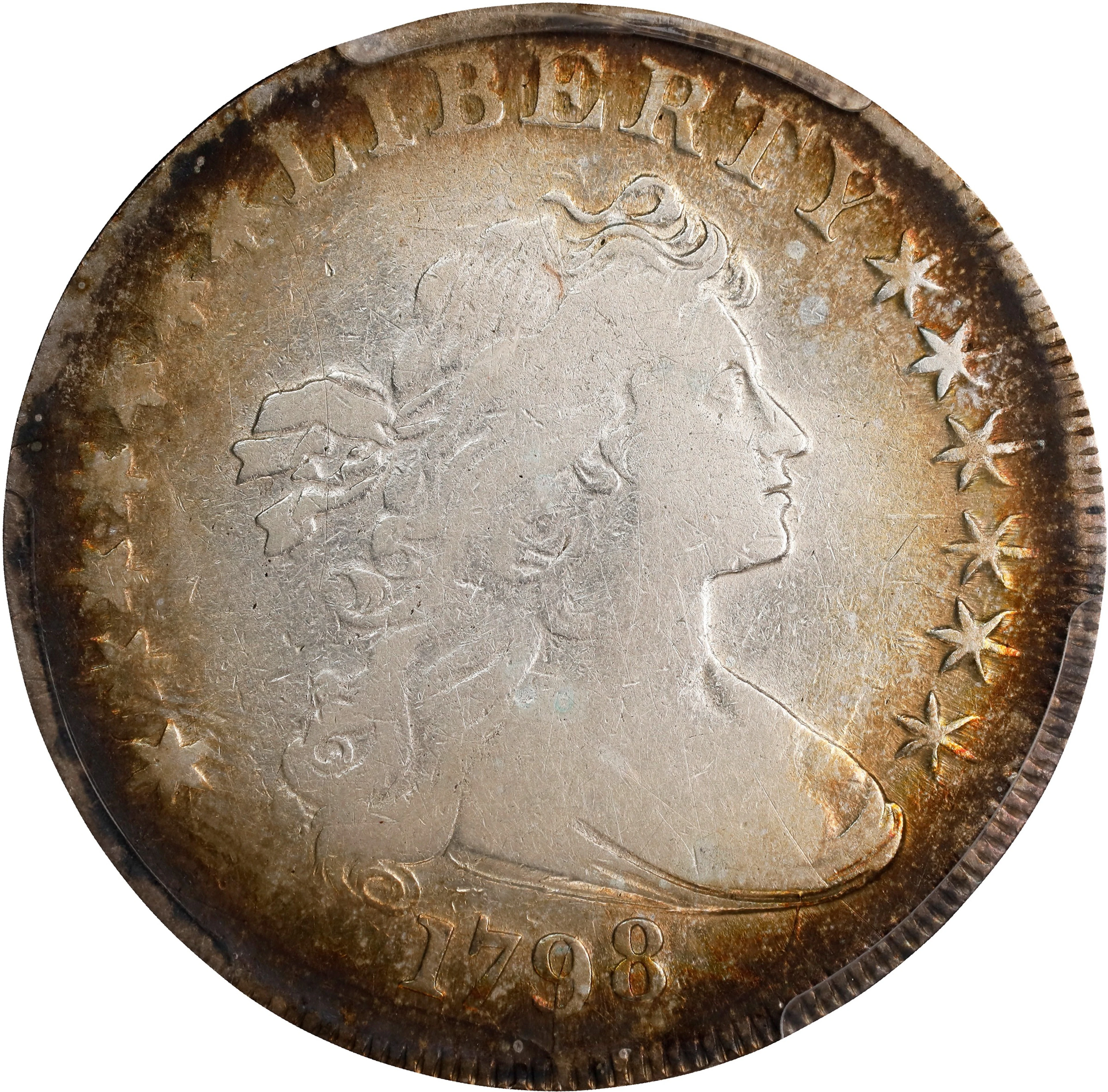 1798 Draped Bust Silver Dollar. Heraldic Eagle. BB-119, B-29. Rarity-4-.