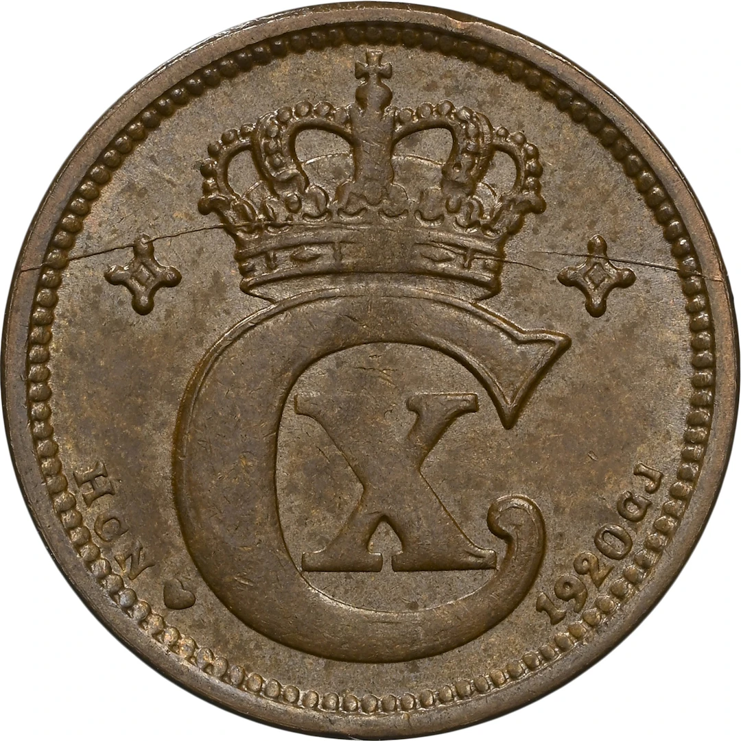 DENMARK. Øre, 1920-GJ/HCN. Copenhagen Mint. Christian X. NGC MS-64 Brown.