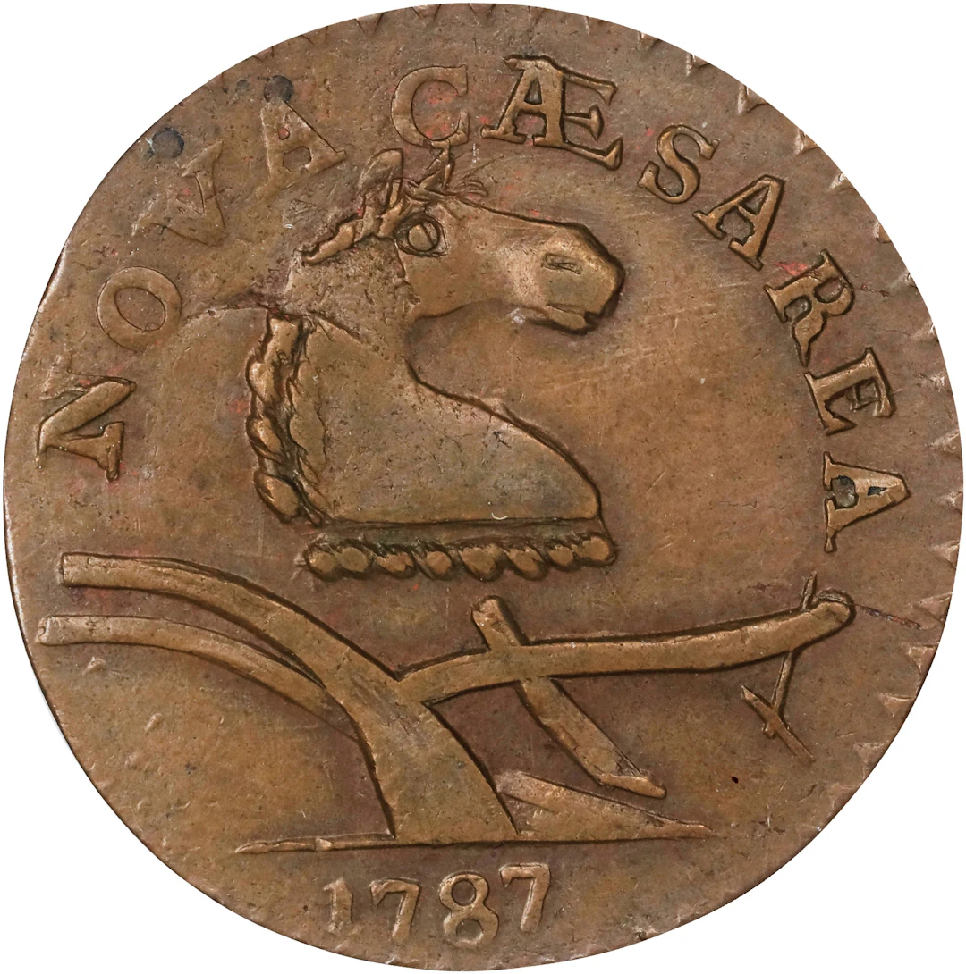 1787 New Jersey Copper. Maris 56-n, W-5310. Rarity-1. No Sprig Above