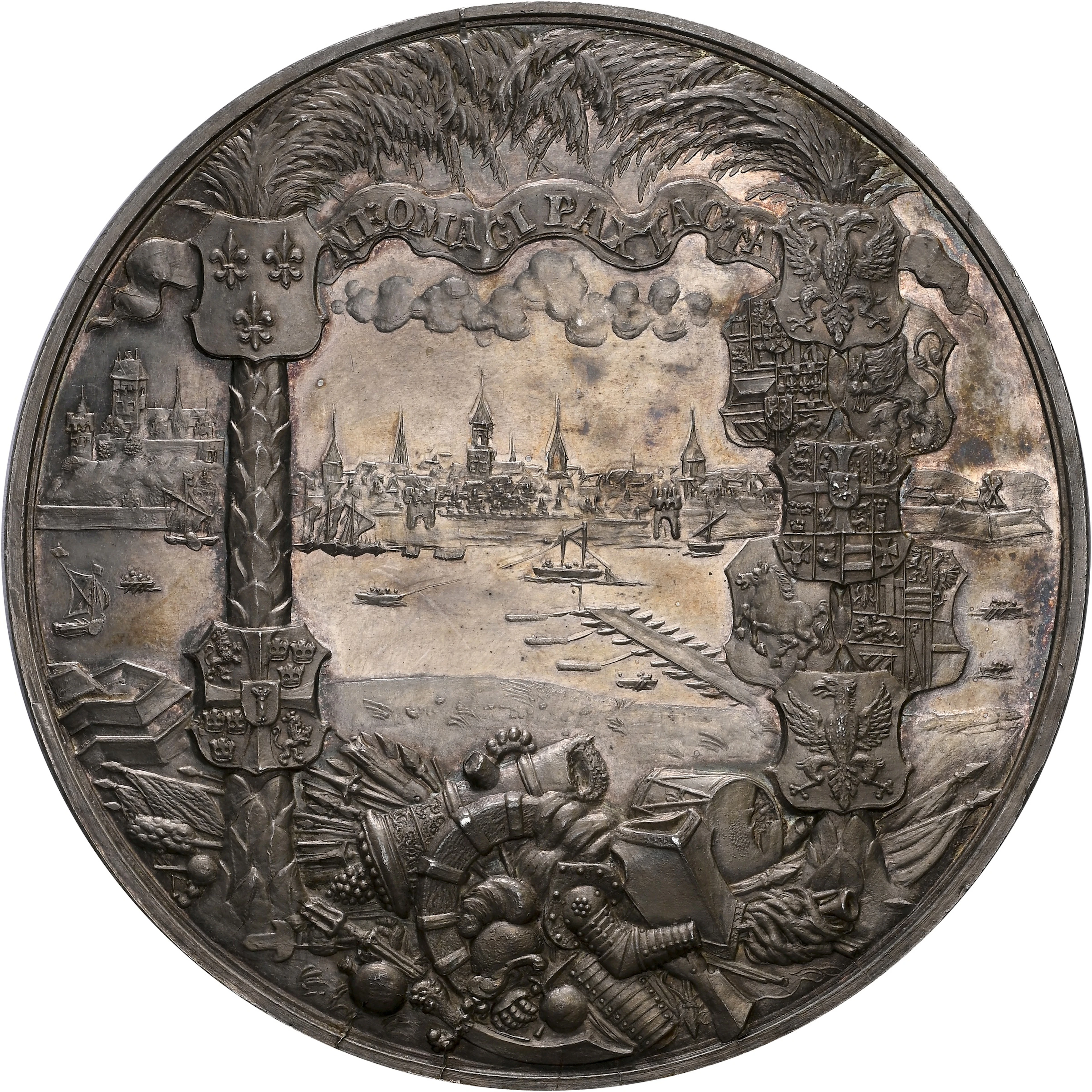SWEDEN. Peace at Nijmegen Silver Medal, ND (1679). Karl XI. NGC MS-61.
