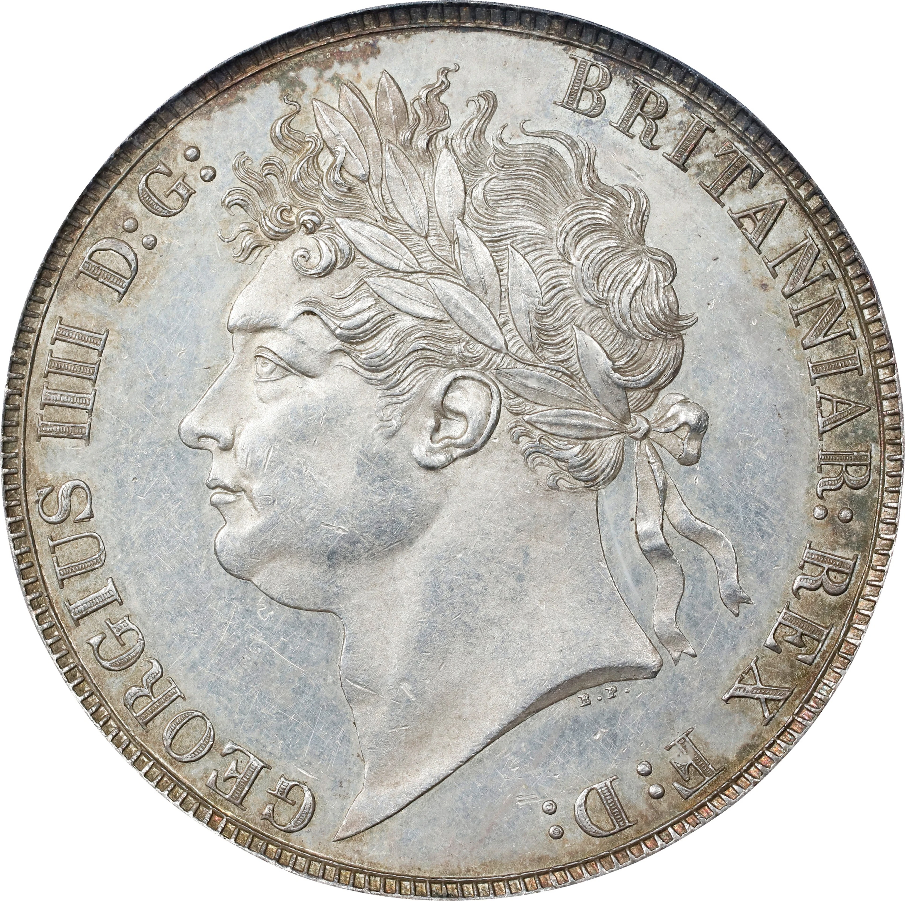GREAT BRITAIN. Crown, 1821 Year SECUNDO. London Mint. George IV. PCGS AU-55.
