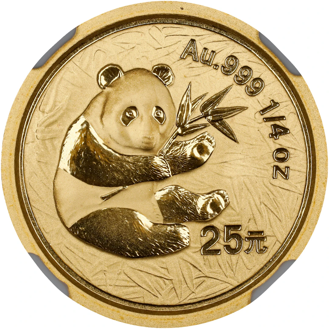 CHINA. Gold 25 Yuan, 2000. Panda Series. NGC MS-69.