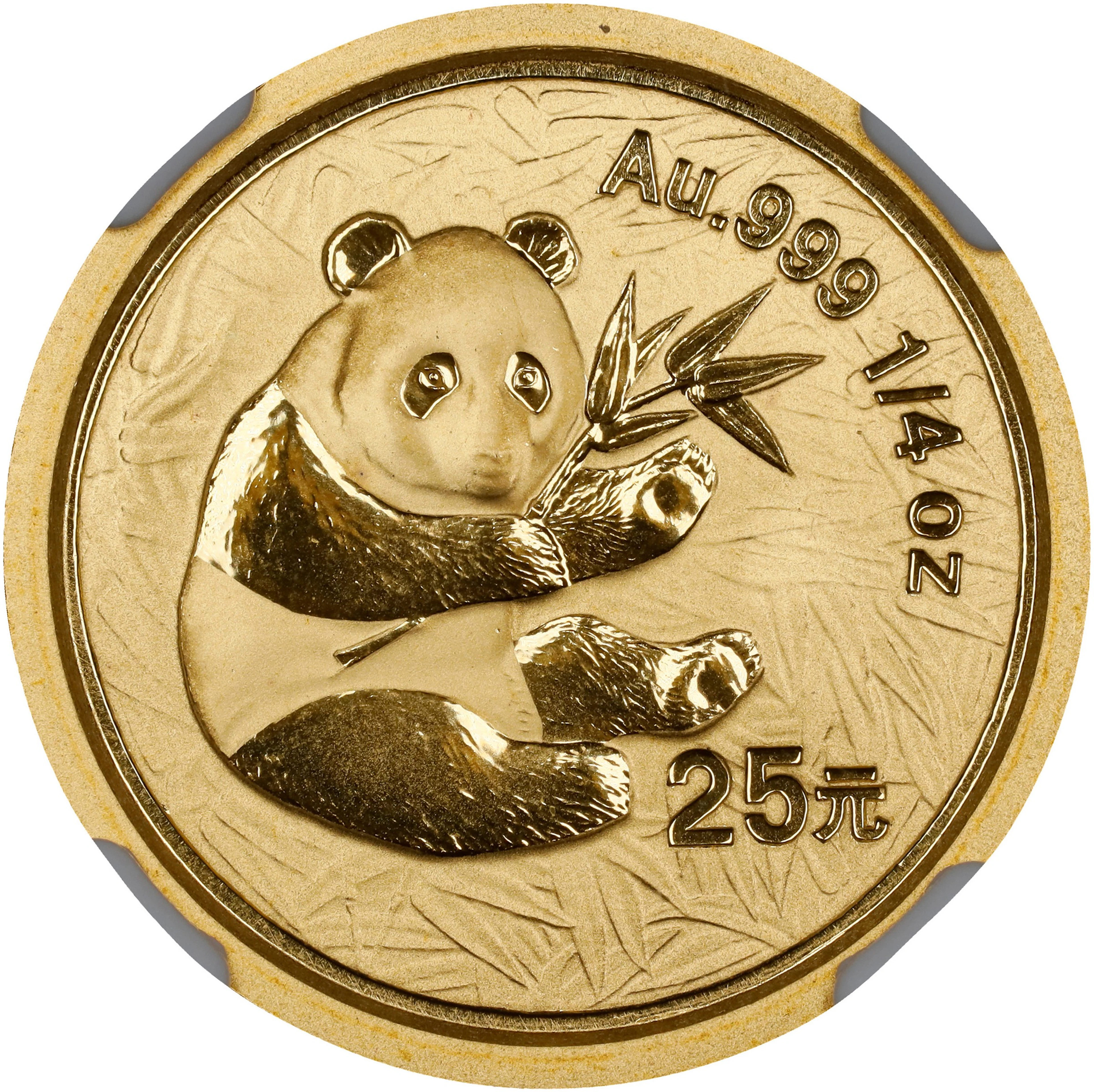 CHINA. Gold 25 Yuan, 2000. Panda Series. NGC MS-69.