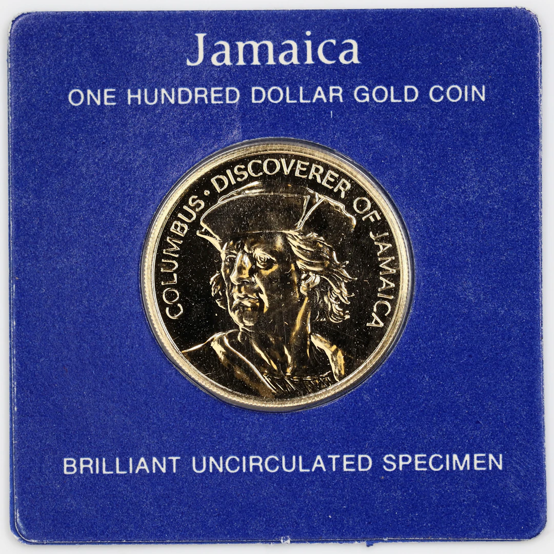 (0.227 oz, 7.047 g AGW). Jamaica. 1975 Christopher Columbus Gold $100.