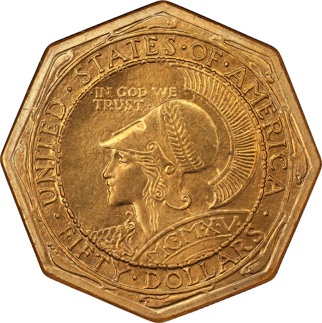 1915-S Panama-Pacific Exposition $50. Octagonal. MS-65 (NGC). CAC.