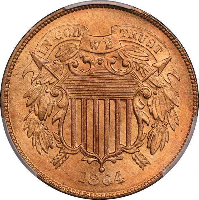 1864 Two-Cent Piece. Large Motto. MS-67 RD (PCGS).