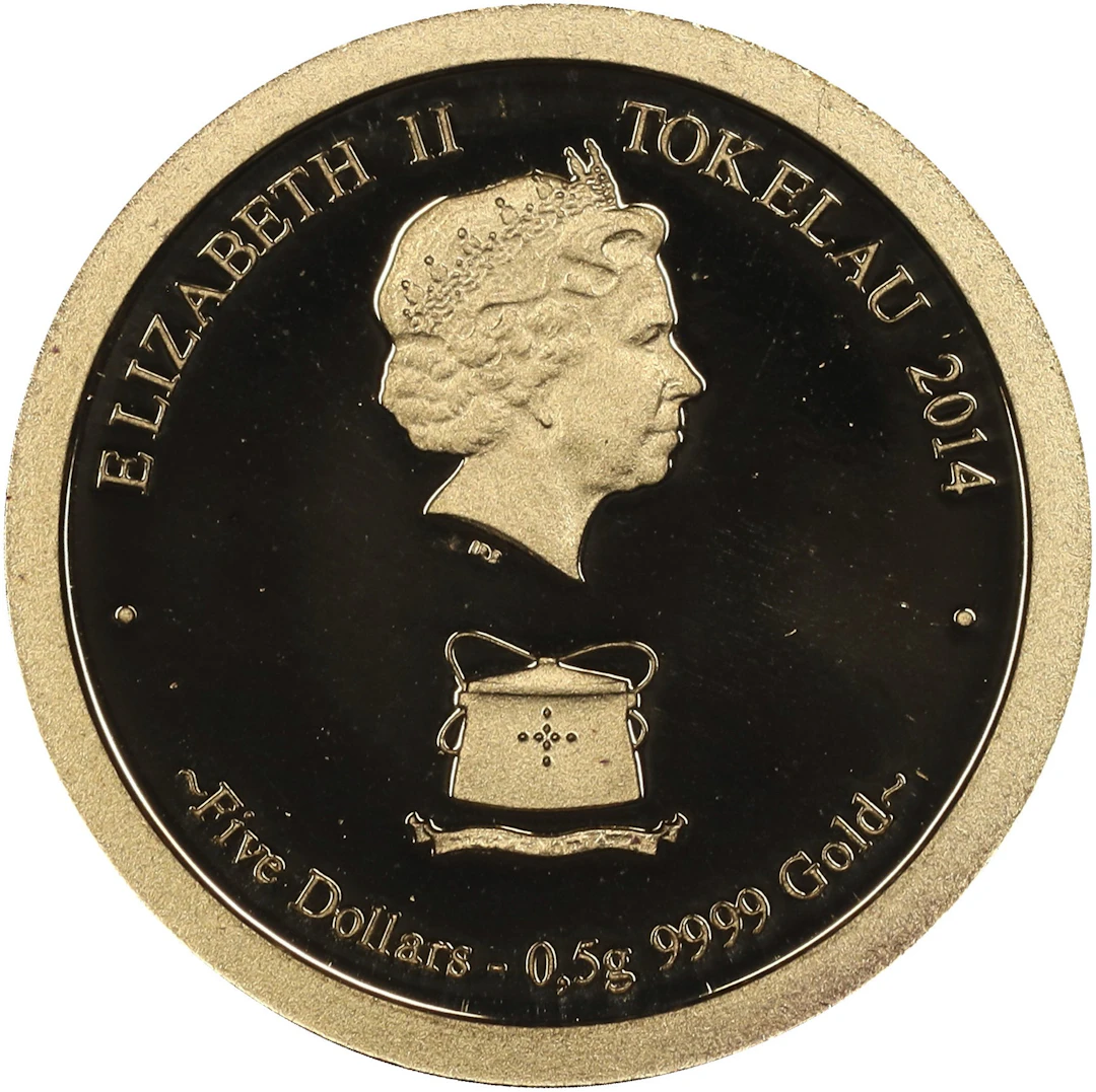 (0.016 oz, 0.5 g AGW). Tokelau. 2014 Unicorn 0.5 gram Gold $5.