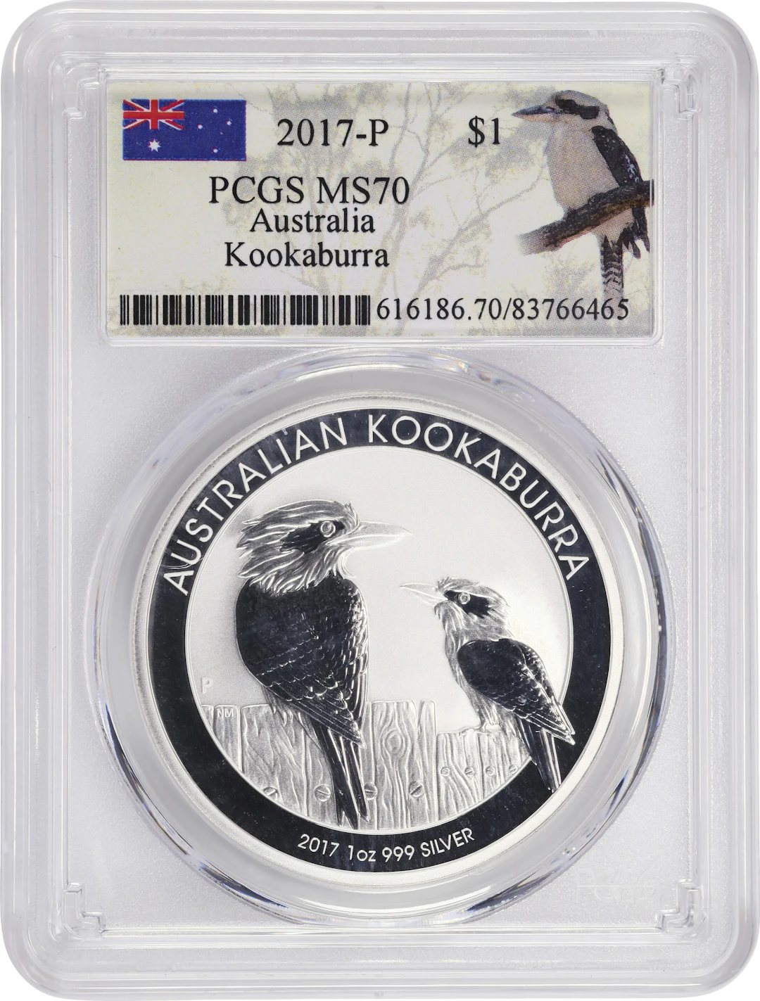 (1 oz, 31.104 g ASW). Australia. 2017-P 1 oz Silver Kookaburra $1.
