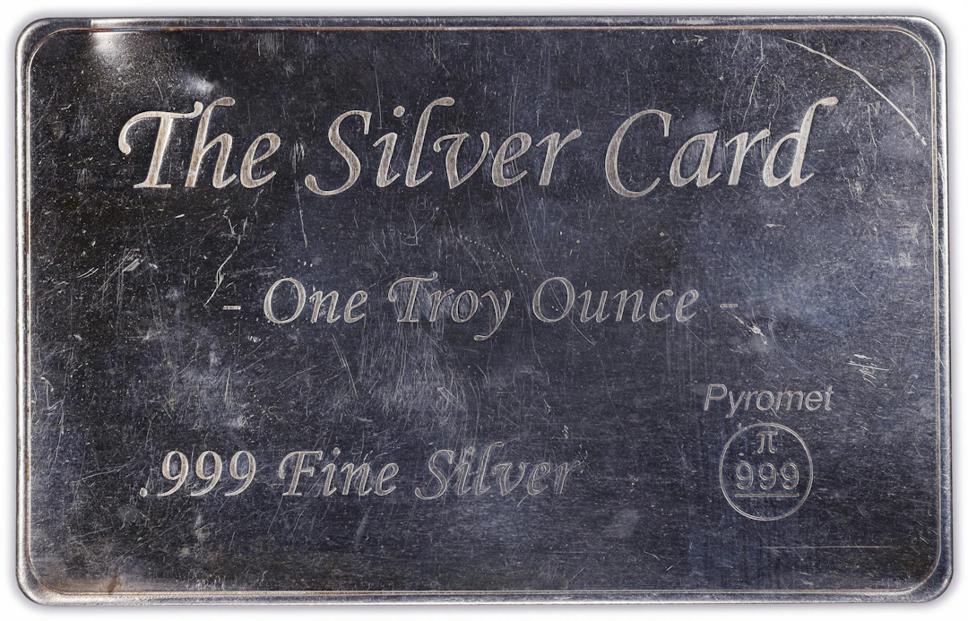 (1 oz, 31.104 g ASW). The Silver Card 1 oz Silver Bar.