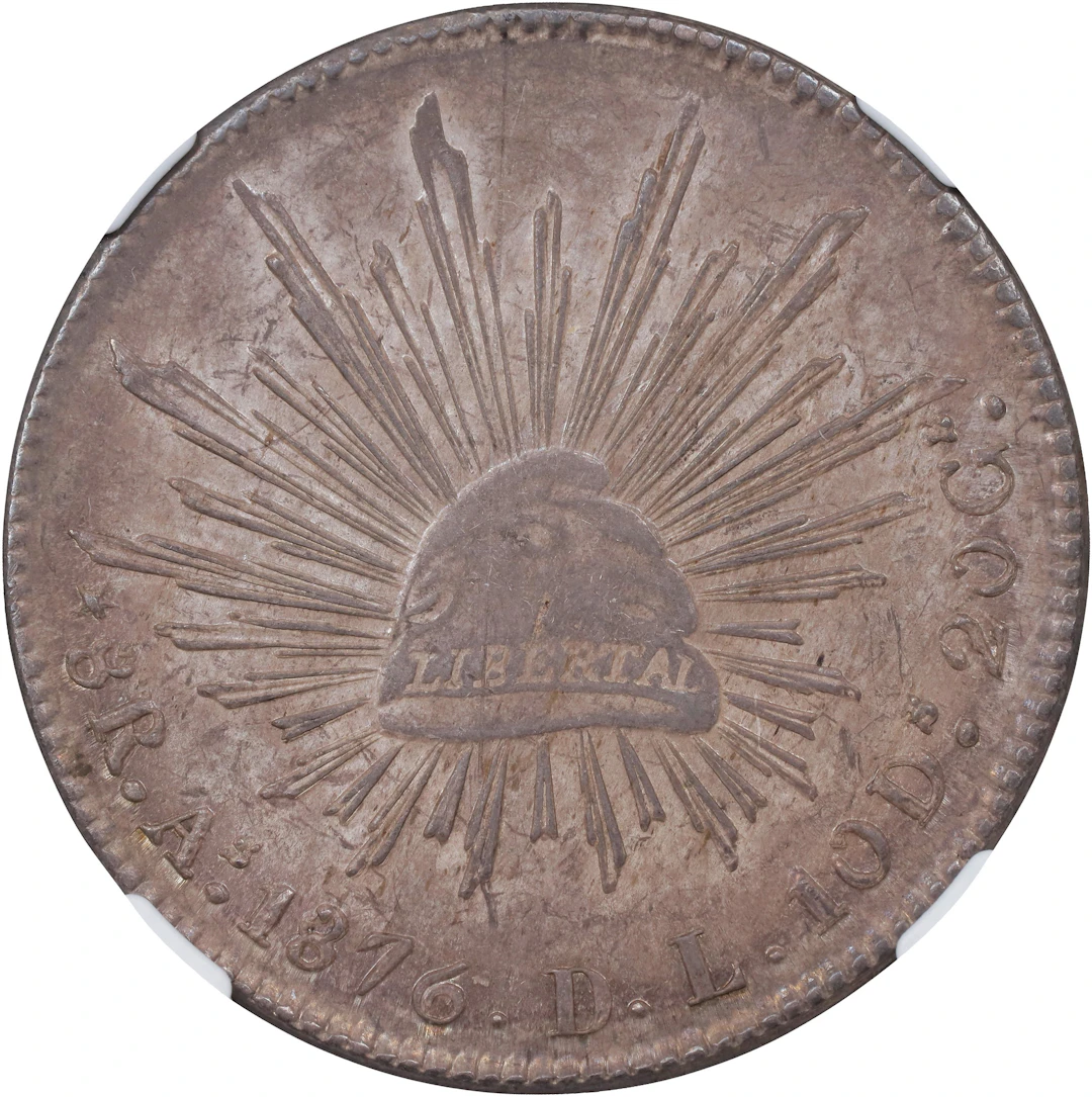 MEXICO. 8 Reales, 1876-As DL. Alamos Mint. NGC AU-58.