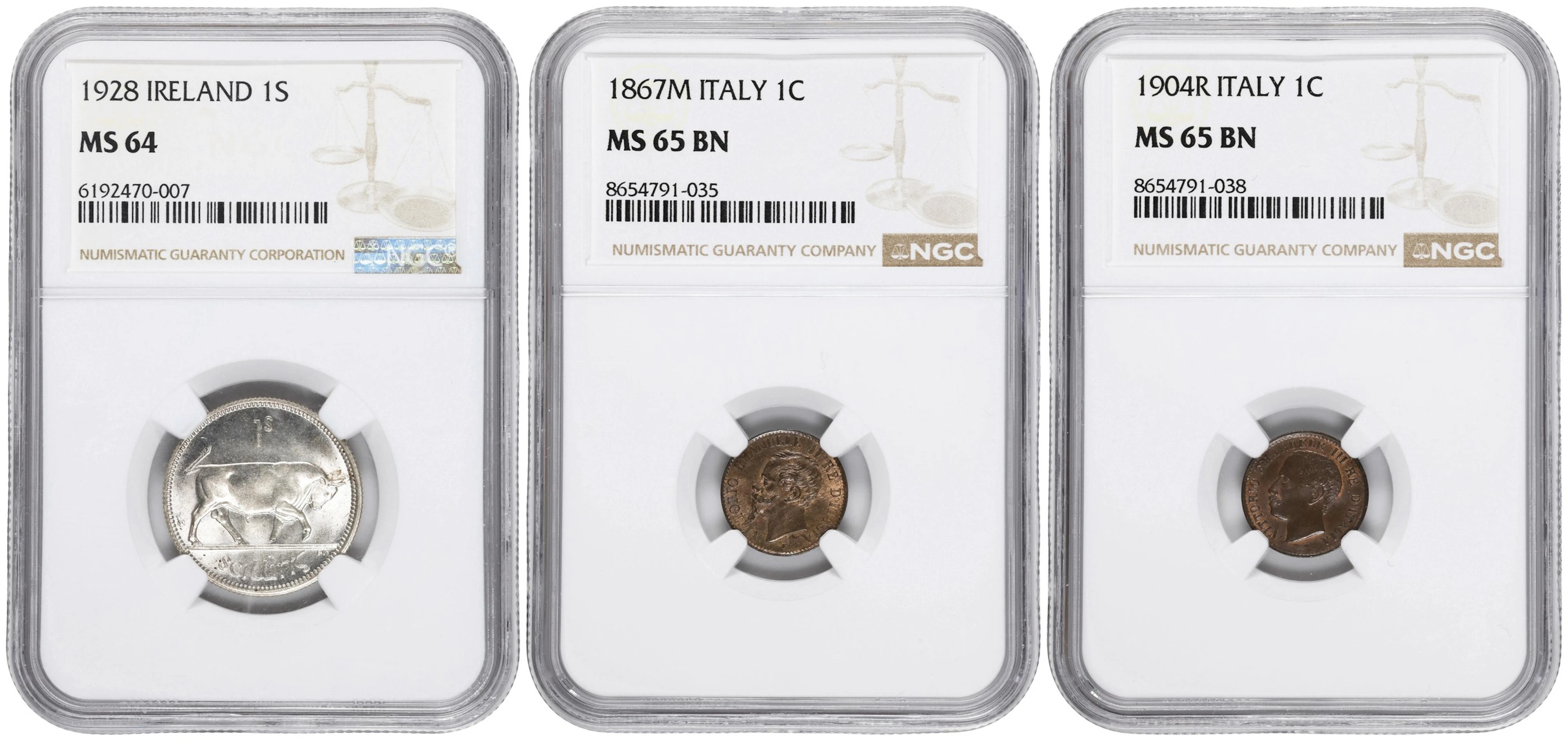 MIXED LOTS. Europe. Trio of Mixed Denominations (3 Pieces), 1867-1928.