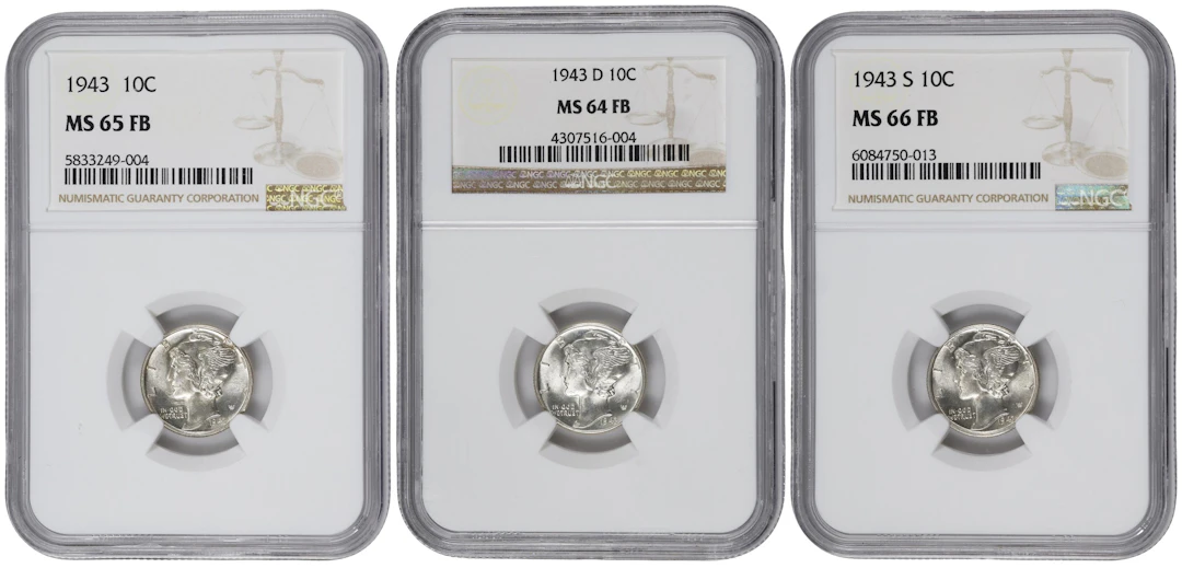 1943 Mercury Dime. PDS Set. (NGC).
