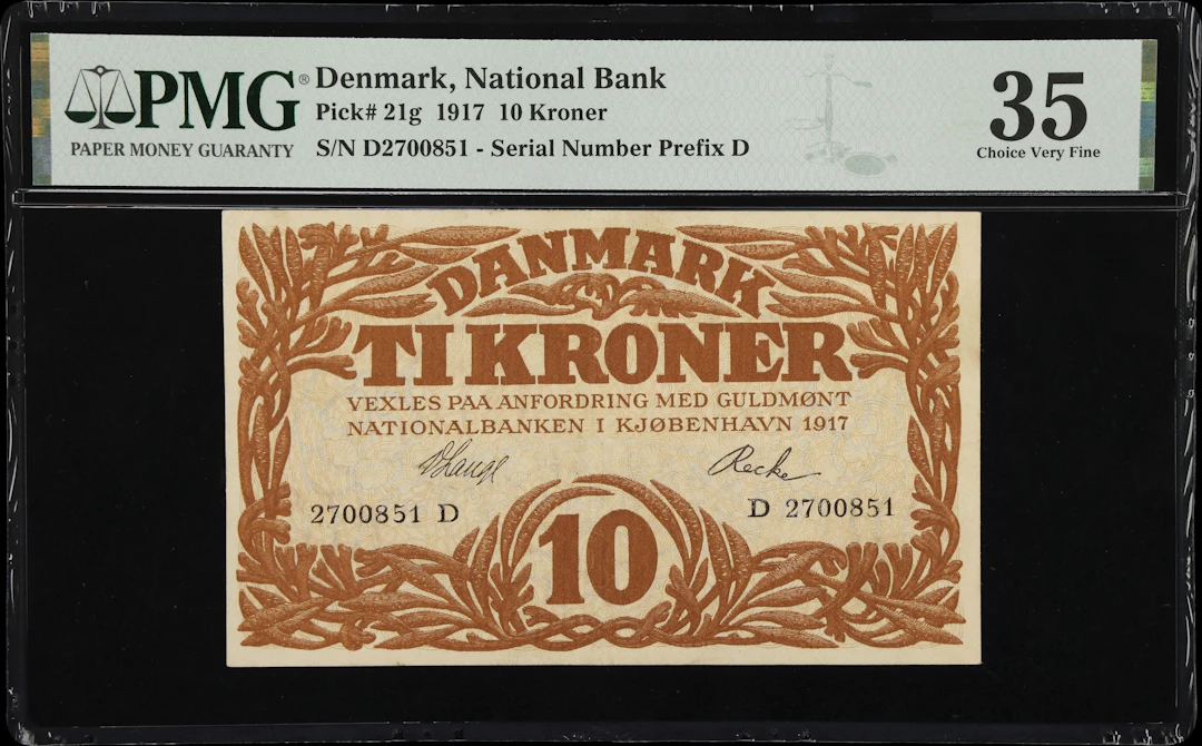 (◊) DENMARK. Nationalbanken i Kjobenhavn. 10 Kroner, 1917. P-21g.