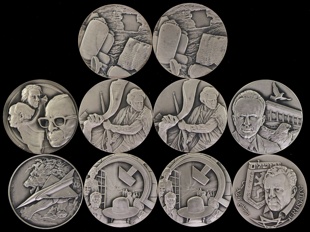 (10.05 oz, 312.595 g ASW). Lot of (10) Assorted Design Judaic Heritage