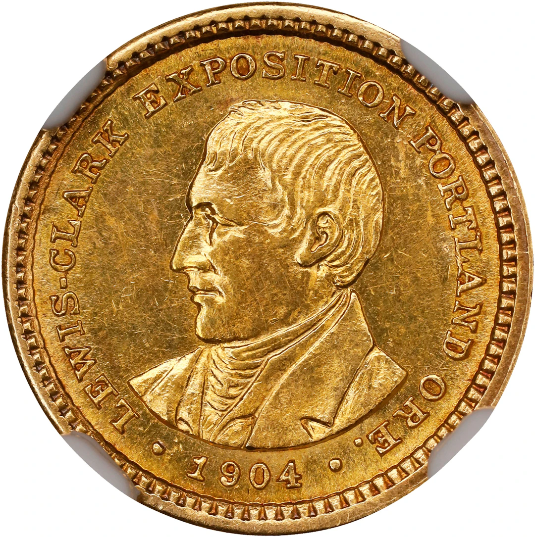 1904 Lewis and Clark Exposition Gold Dollar. AU-58 (NGC).