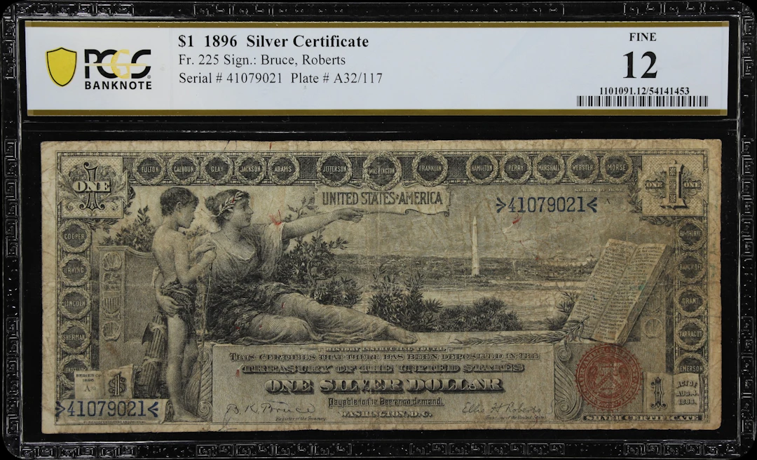Fr. 225. 1896 $1 Silver Certificate. PCGS Banknote Fine 12.
