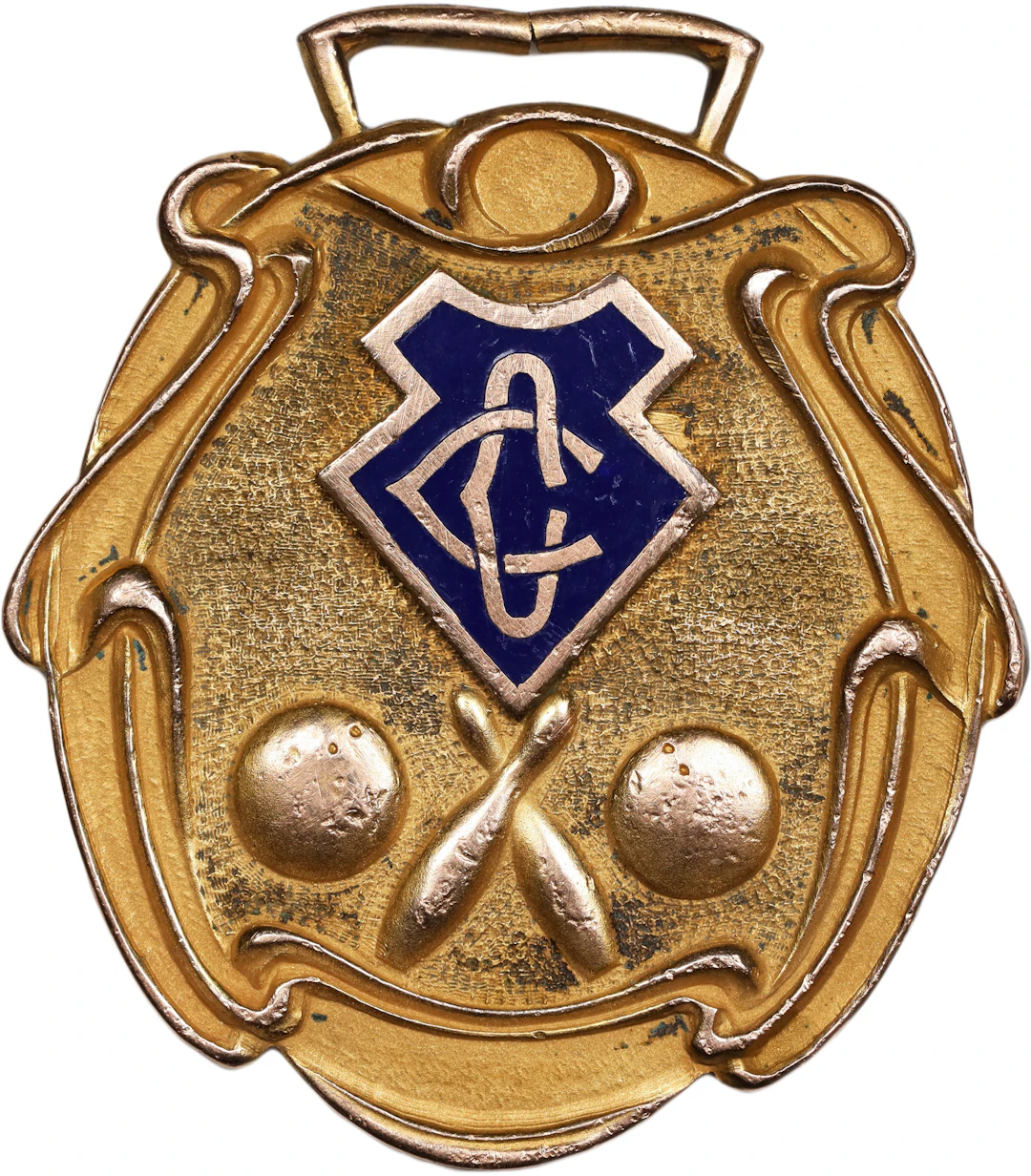 PHILIPPINES. Colombia Club Bowling Award Gilt Bronze Medal, 1912.