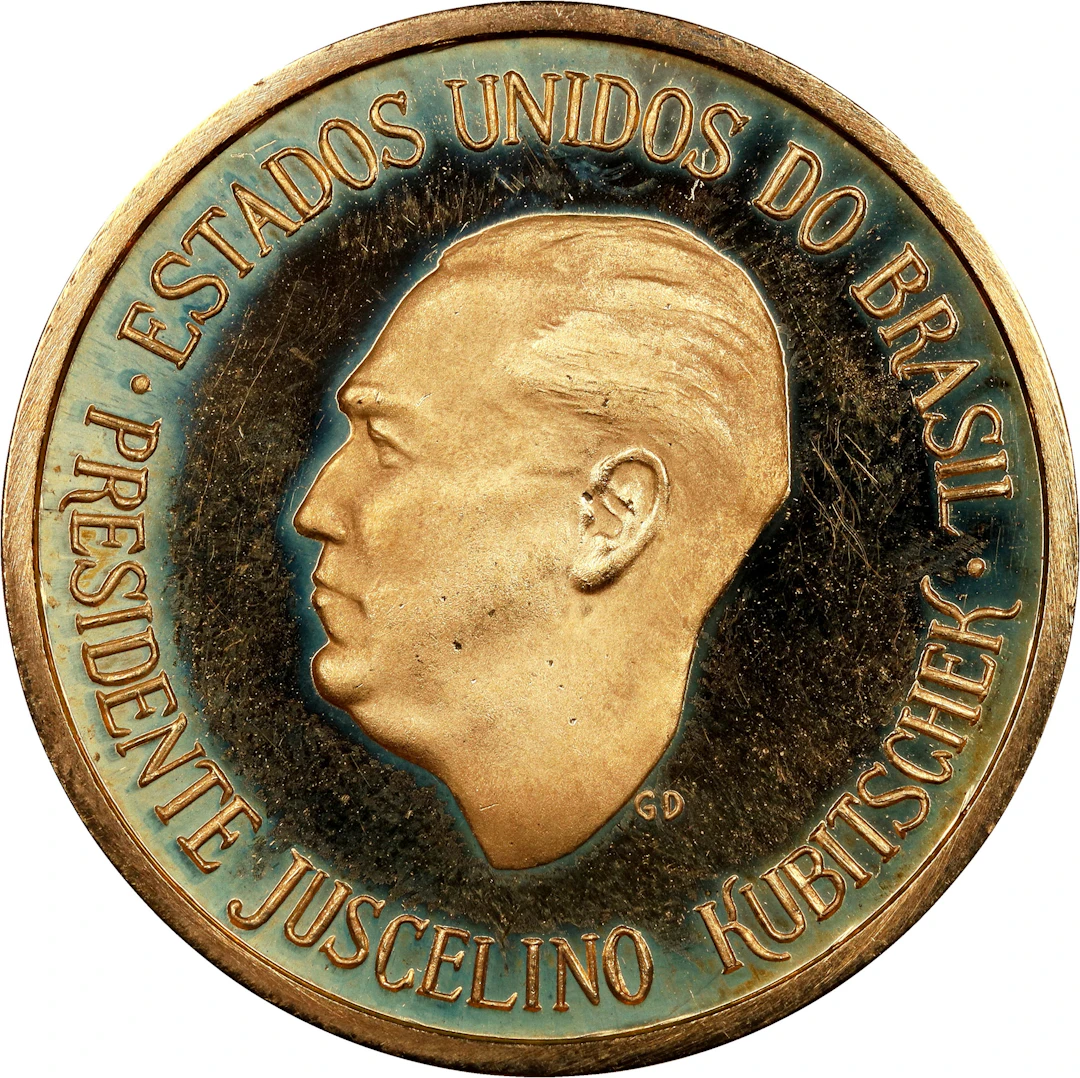 (0.295 oz, 9.167 g AGW). Brazil. 1960 Founding of Brasilia Gold Medal. Proof.