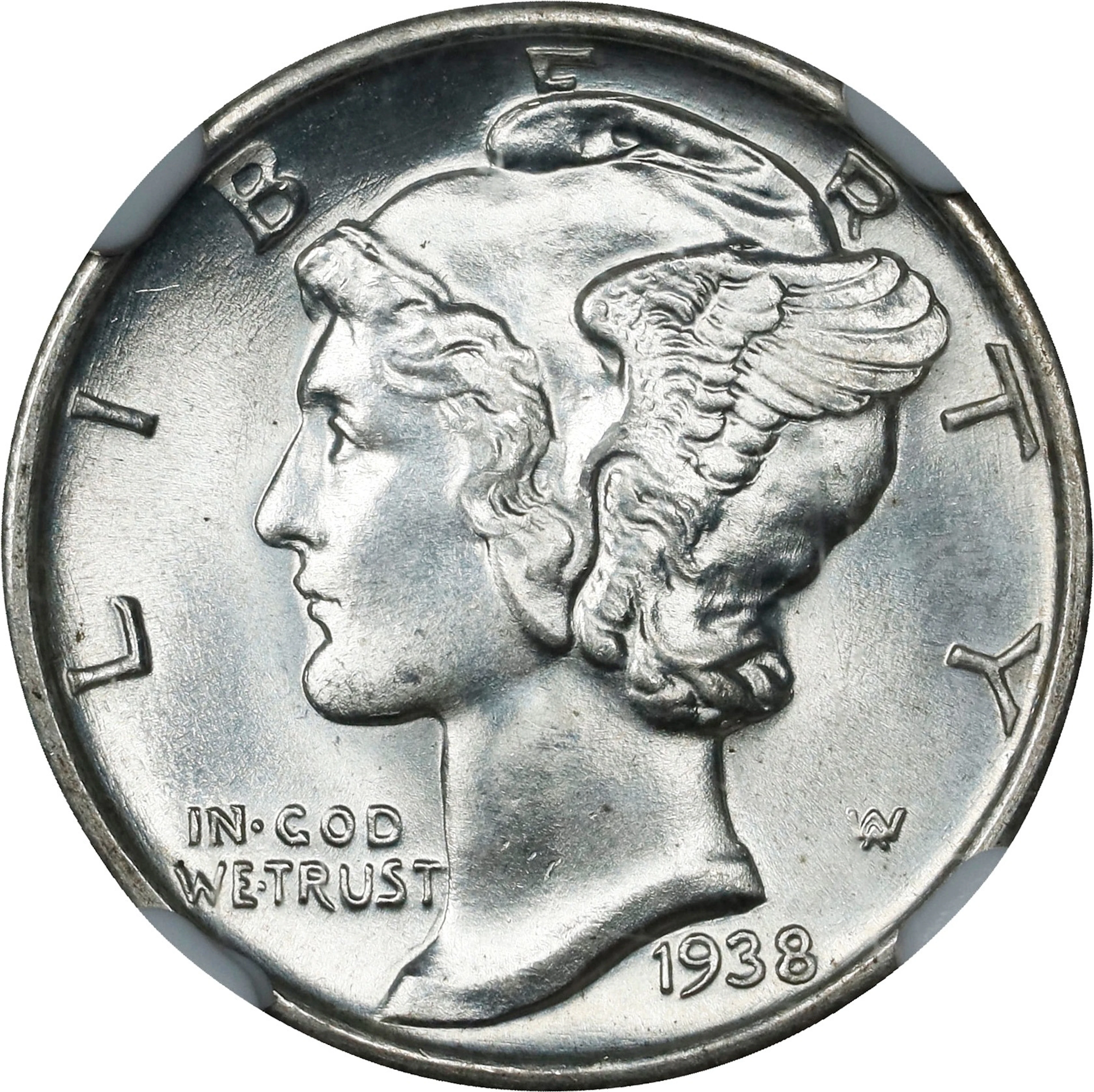 1938-S Mercury Dime. MS-66 FB (NGC). CAC.