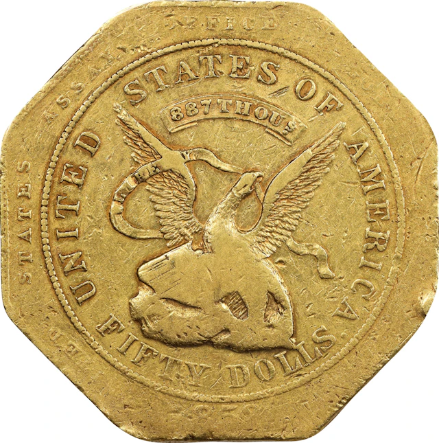 1852 United States Assay Office of Gold $50. K-13. Rarity-4+. 887