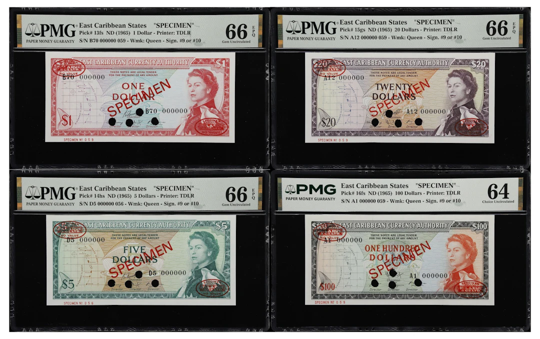 EAST CARIBBEAN STATES. Lot of (4). East Caribbean Currency Authority.