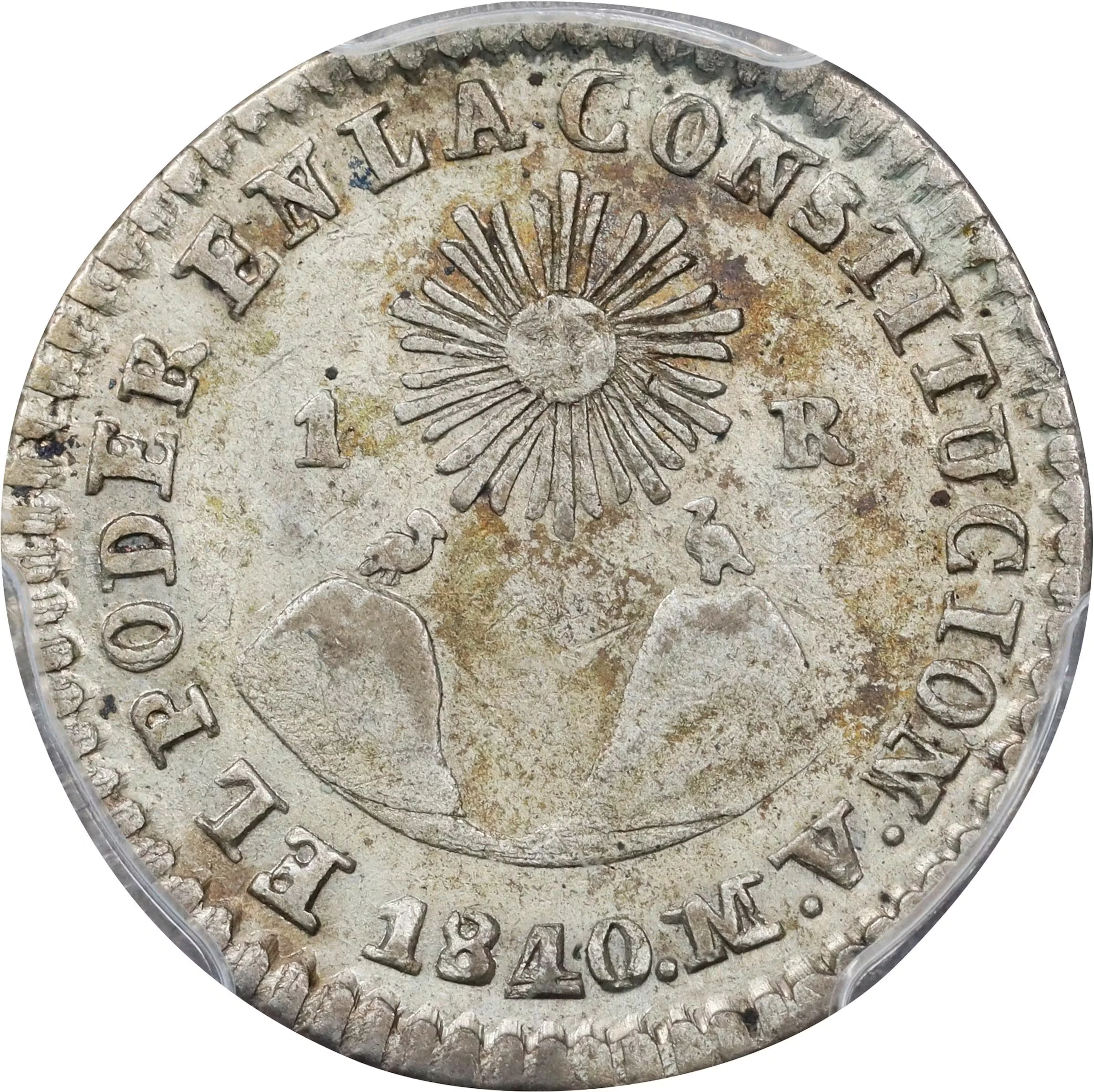 ECUADOR. Real, 1840-QUITO MV. Quito Mint. PCGS Genuine--Tooled, AU Details.