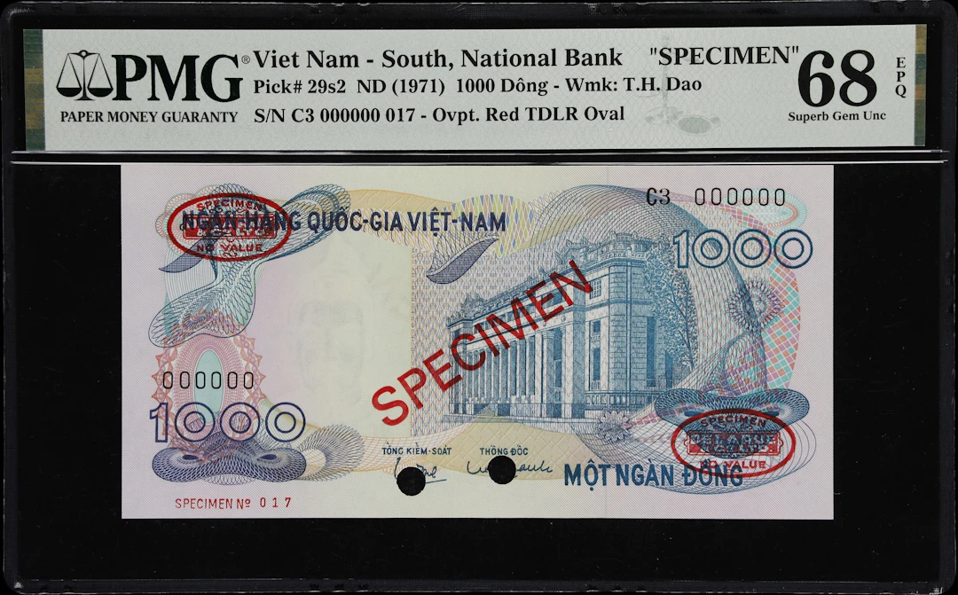 VIETNAM, SOUTH. National Bank of Vietnam. 1000 Dong, ND (1971). P-29s2.