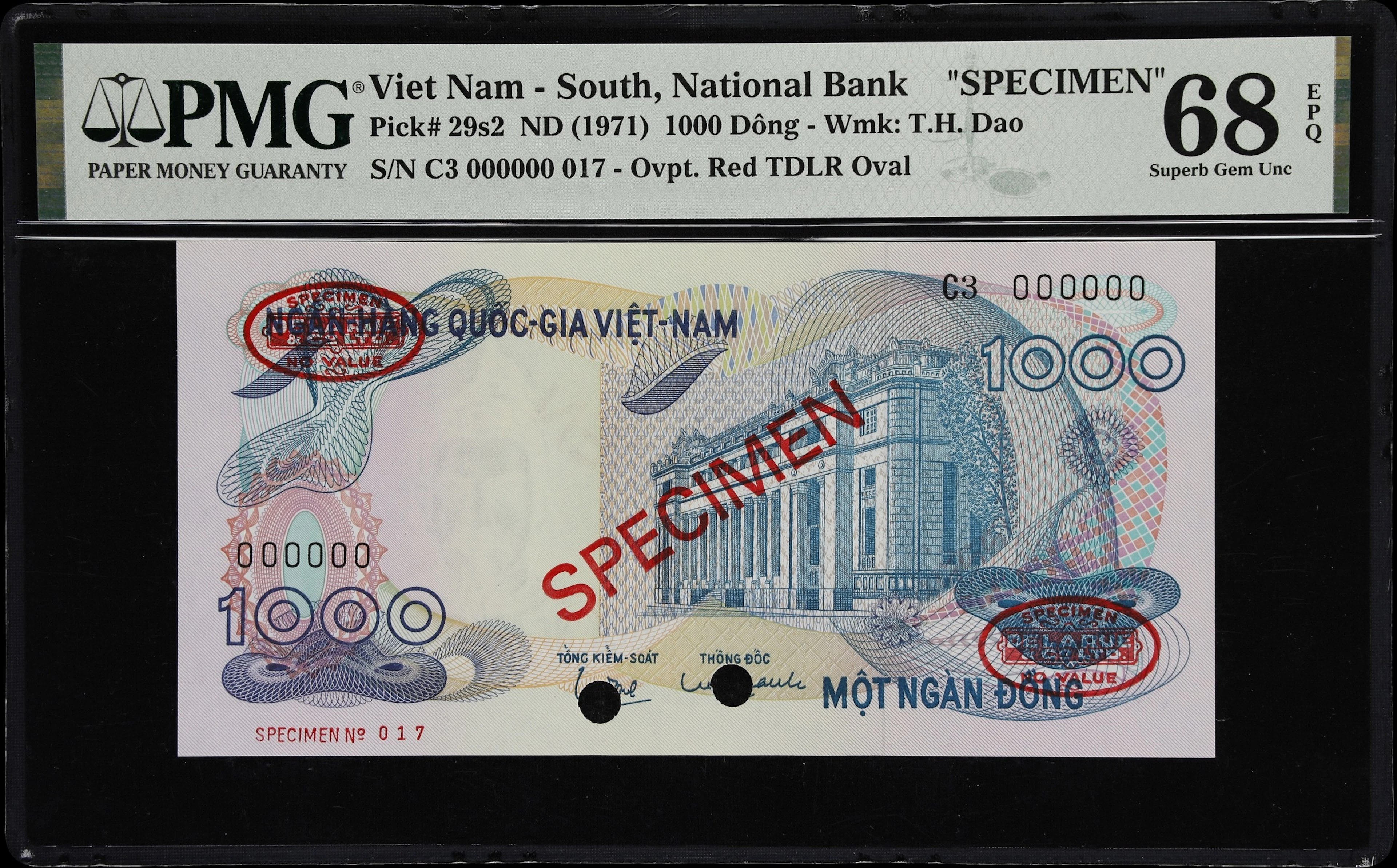 VIETNAM, SOUTH. National Bank of Vietnam. 1000 Dong, ND (1971). P-29s2.