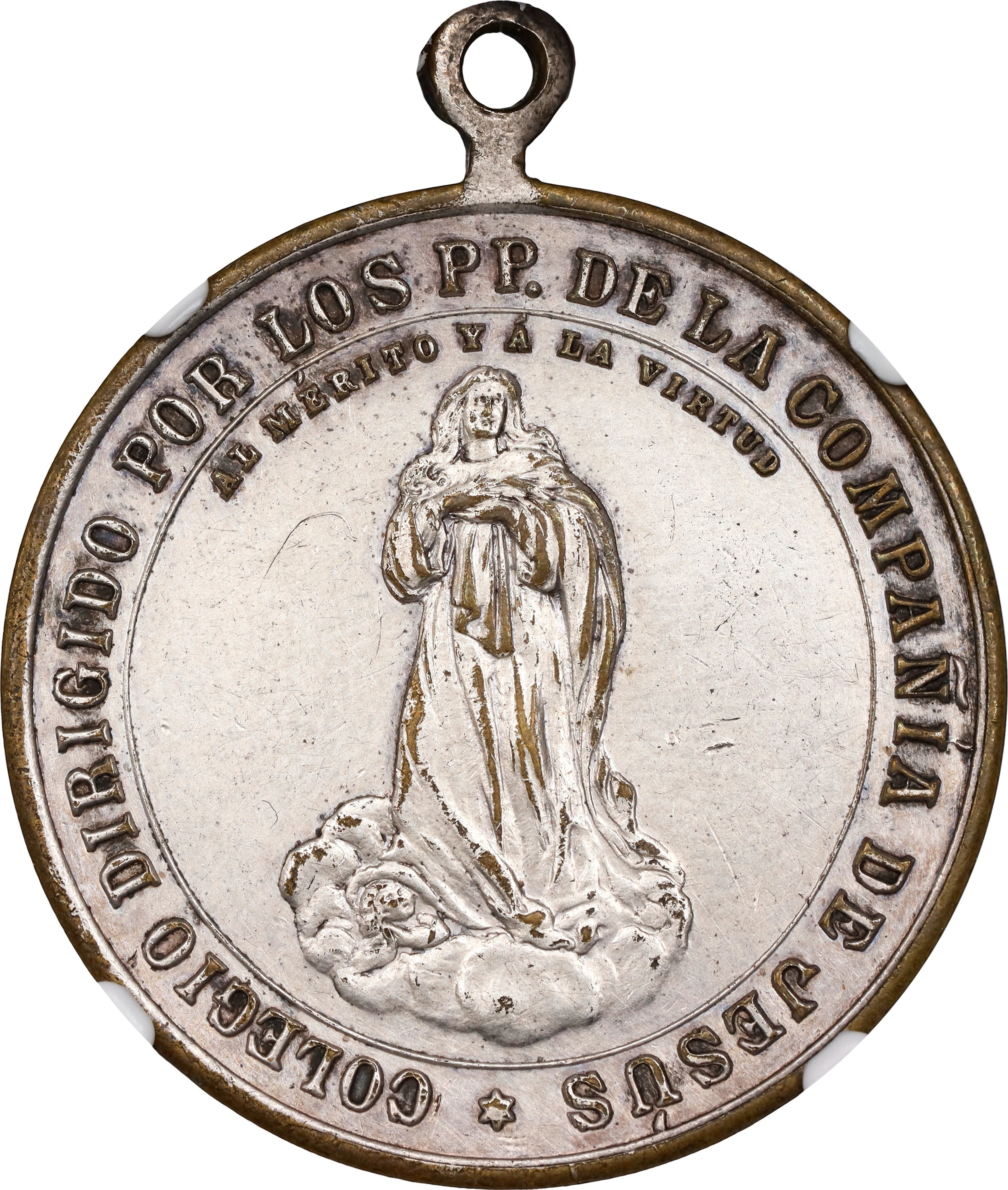 PHILIPPINES. Manila. Athenaeum Merit Silvered Brass Medal, ND (ca.