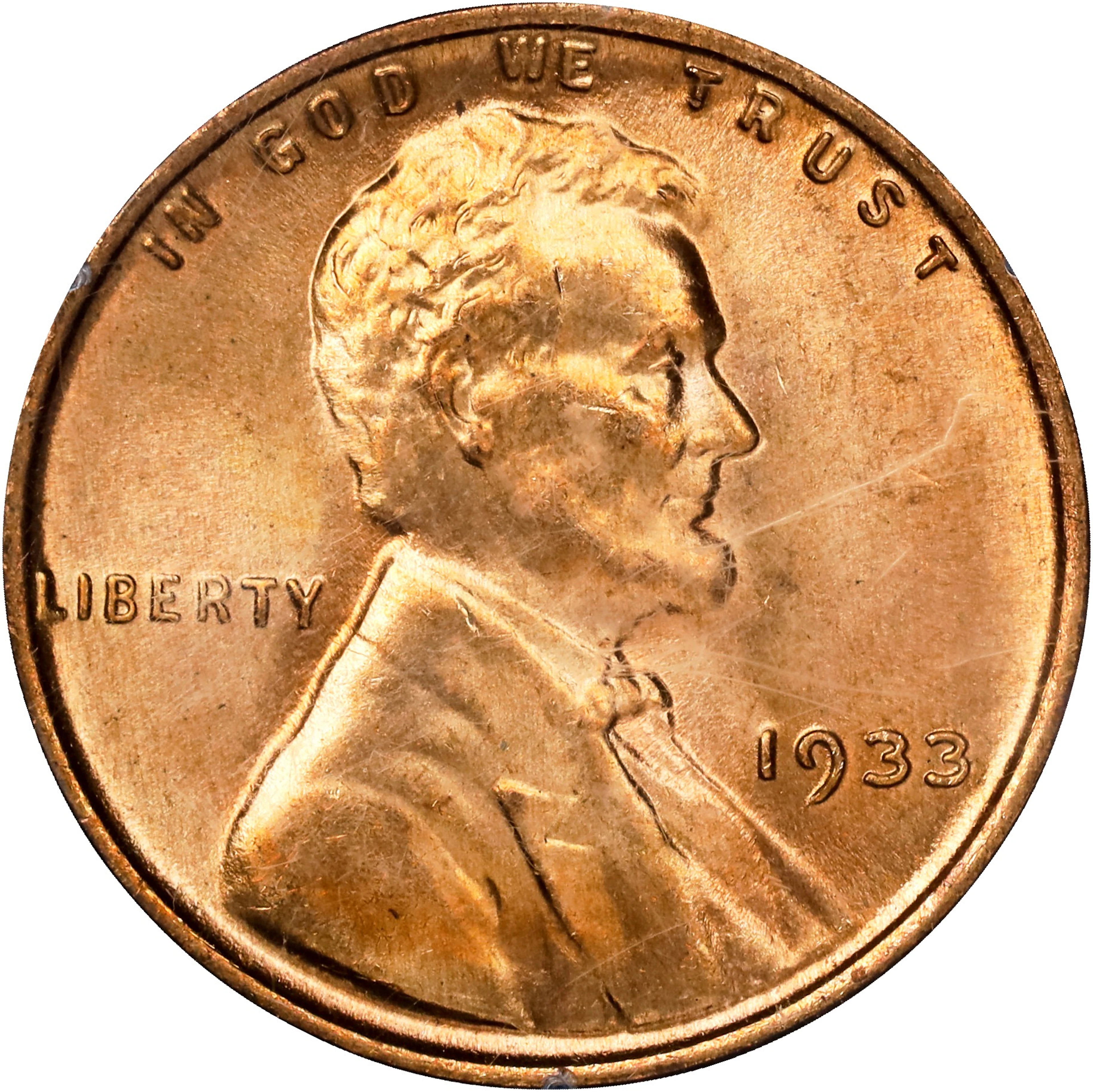 1933 Lincoln Cent. MS-65 RD (PCGS). CAC. OGH Generation 1.2 Rattler.