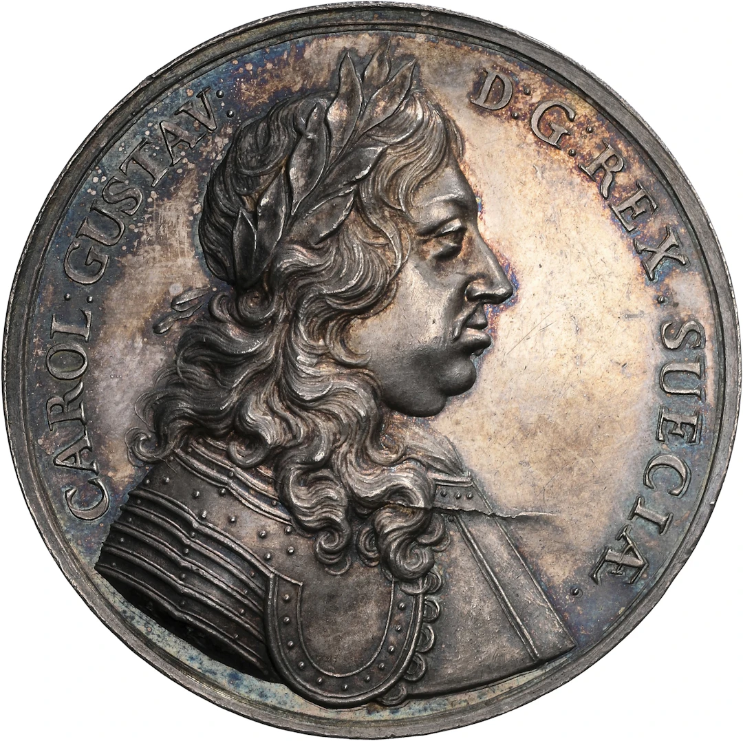 SWEDEN. The King and Queen, Restrike Silver Medal, ND (1669). Karl