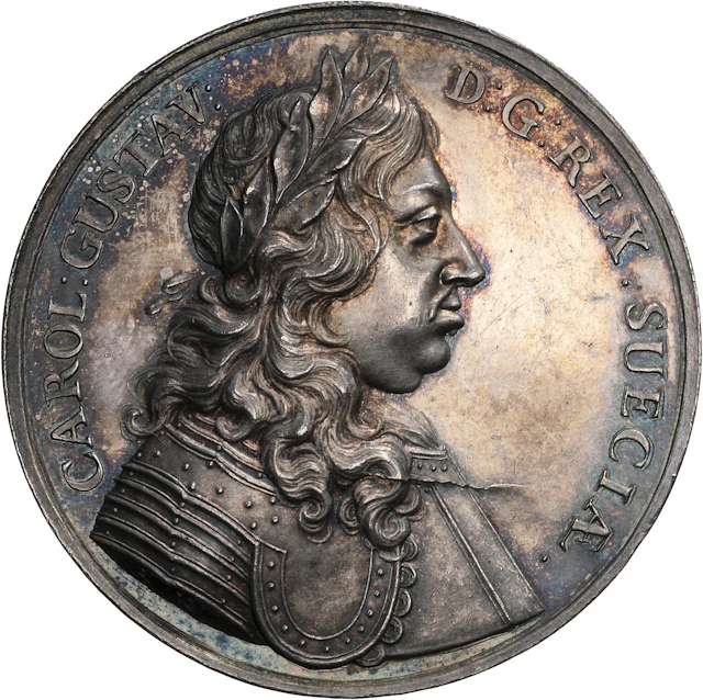 SWEDEN. The King and Queen, Restrike Silver Medal, ND (1669). Karl