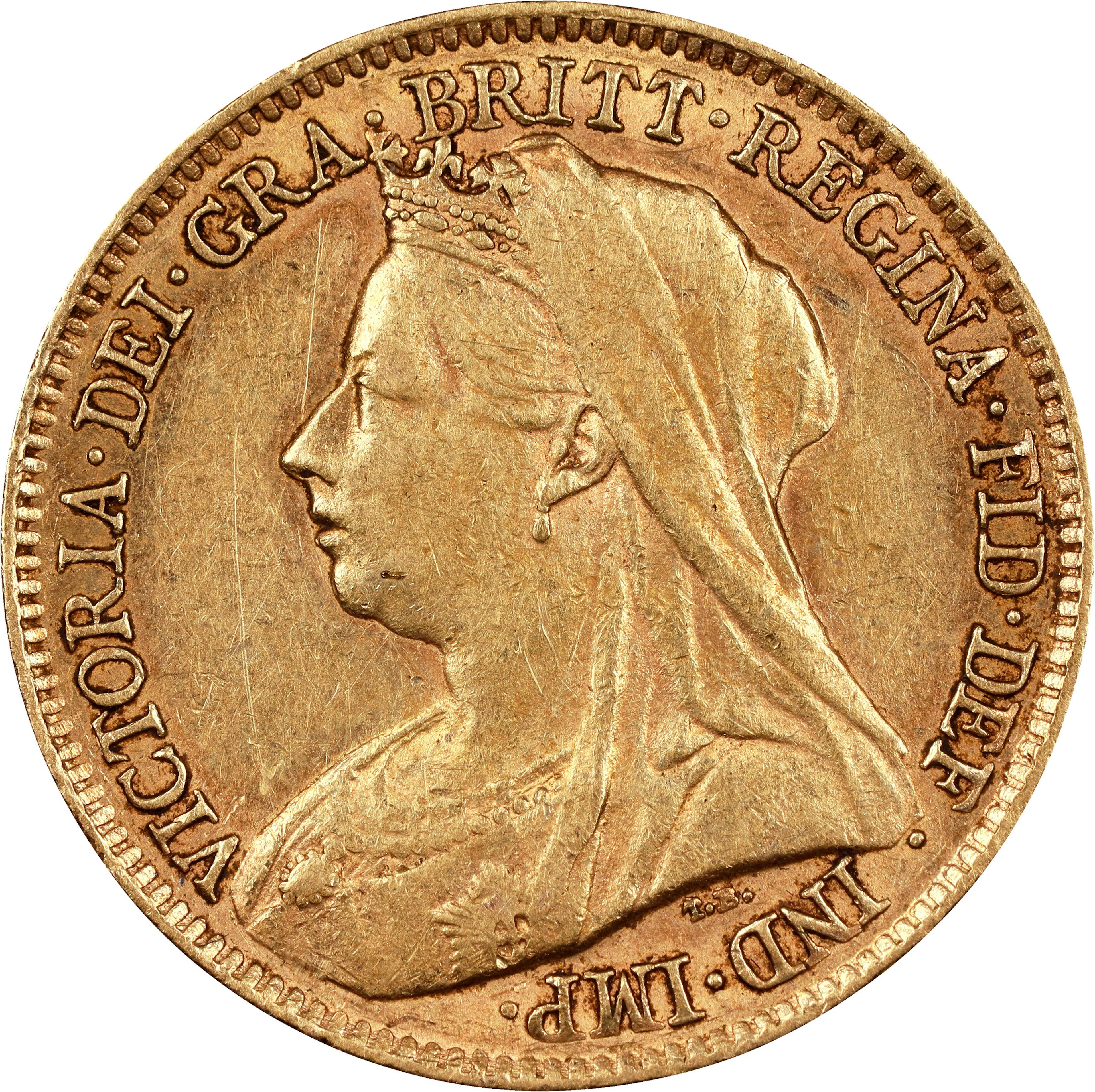 (0.118 oz, 3.67 g AGW). Great Britain. 1894 Gold Half Sovereign.