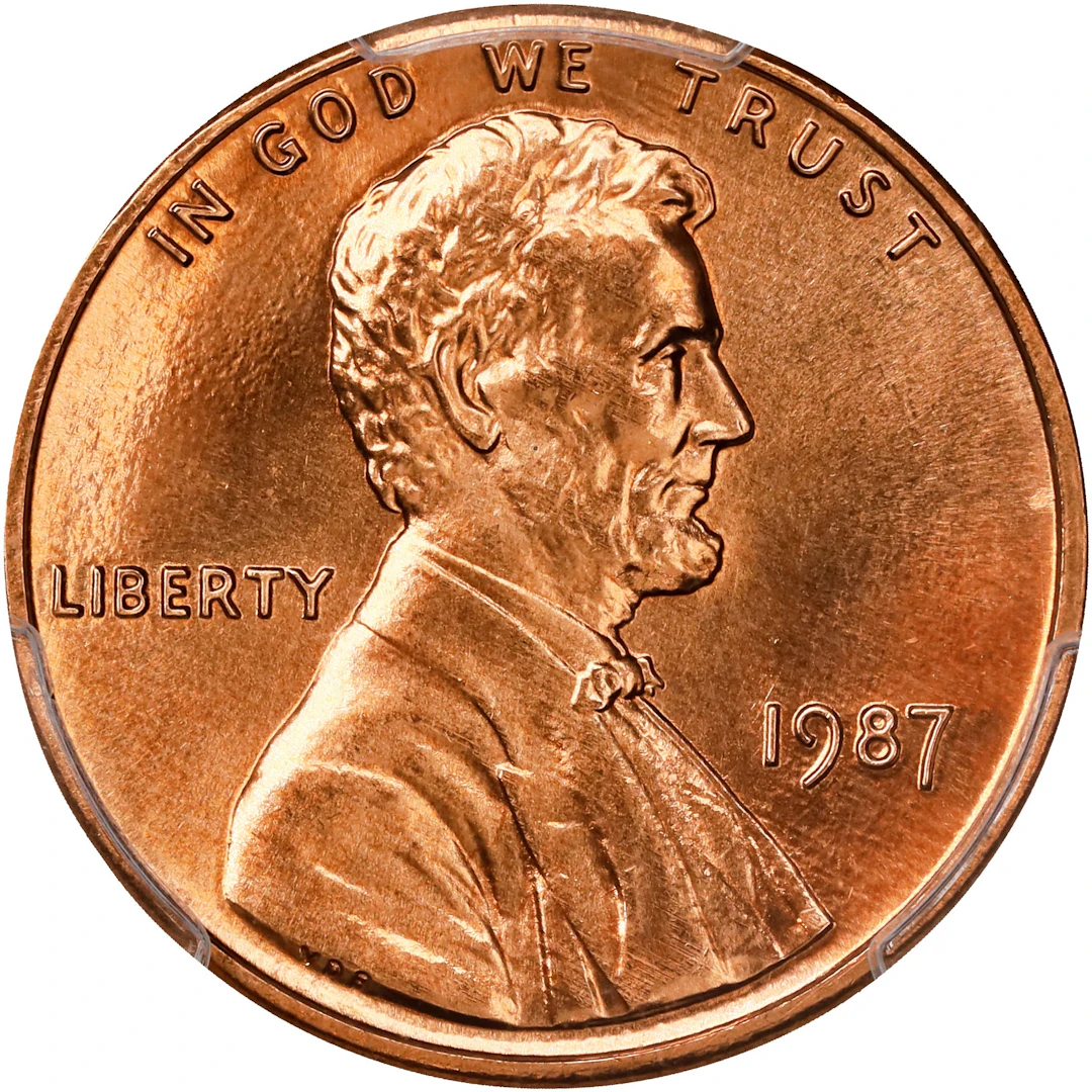 1987 Lincoln Cent. MS-68+ RD (PCGS).