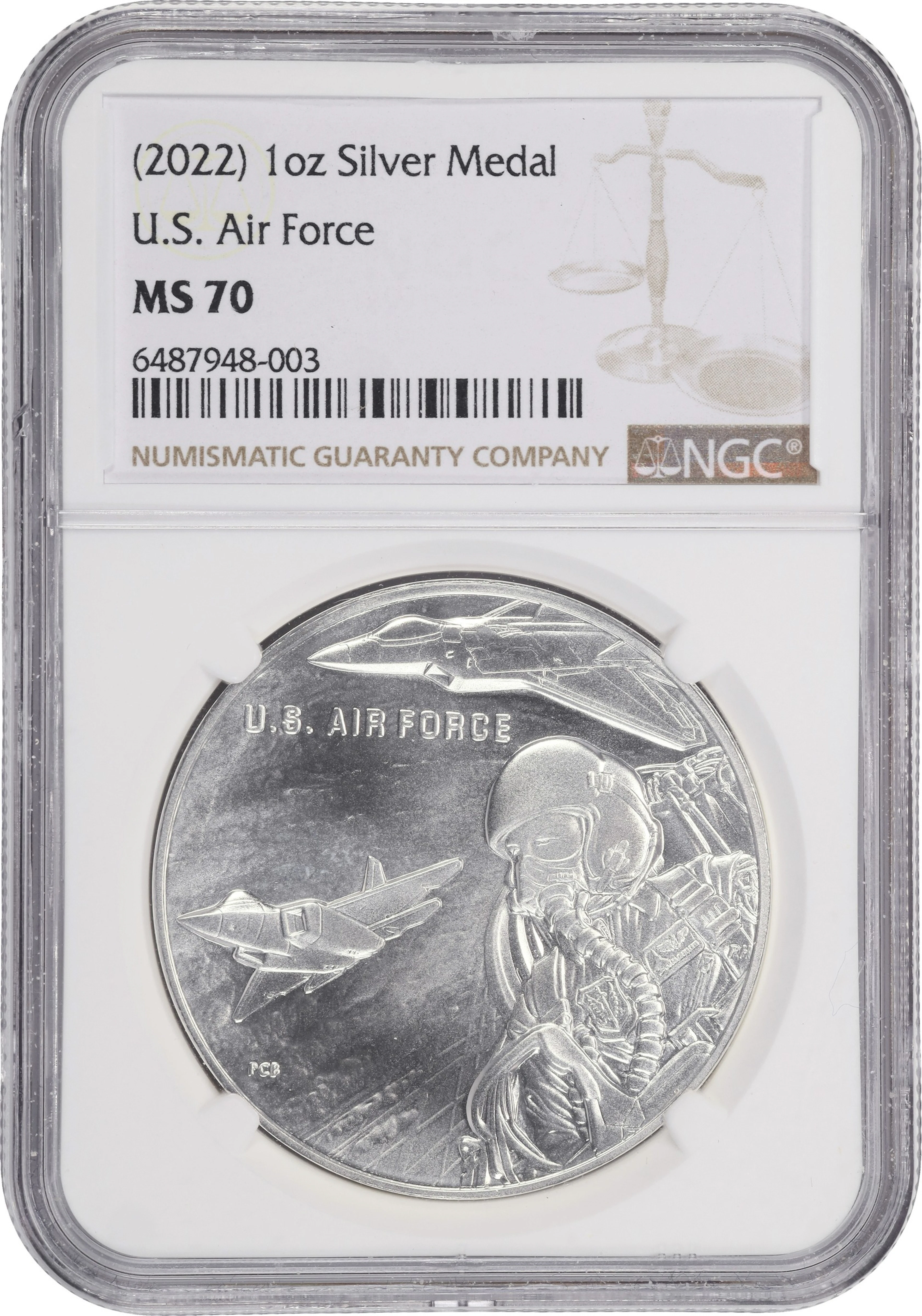 (1 oz, 31.104 g ASW). 2022 U.S. Air Force Silver Medal. MS-70 (NGC).