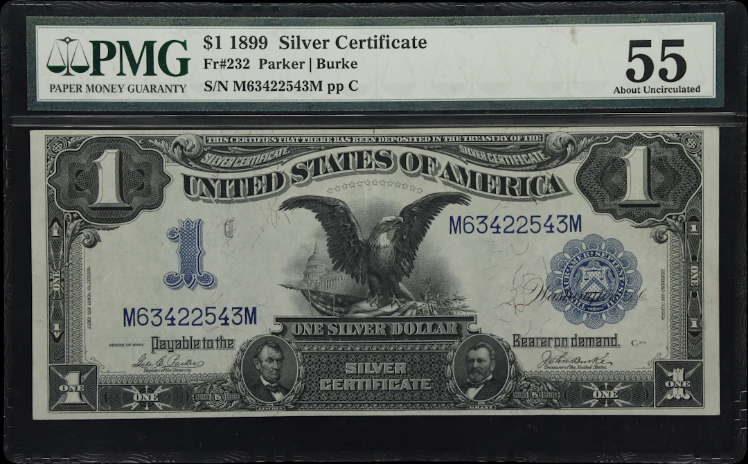 Fr. 232. 1899 $1 Silver Certificate. PMG About Uncirculated 55.
