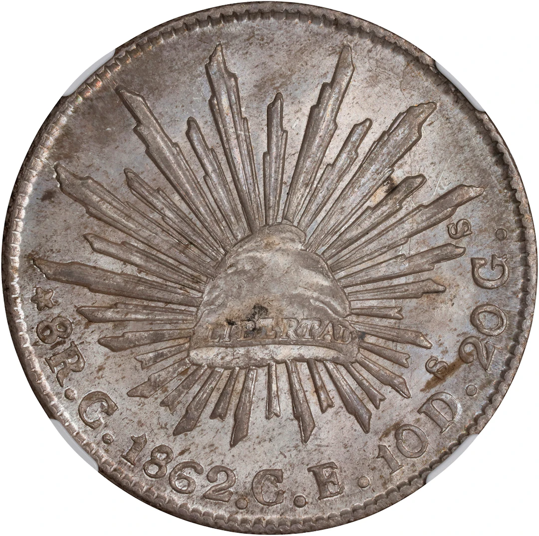 MEXICO. 8 Reales, 1862-C CE. Culiacan Mint. NGC MS-63.