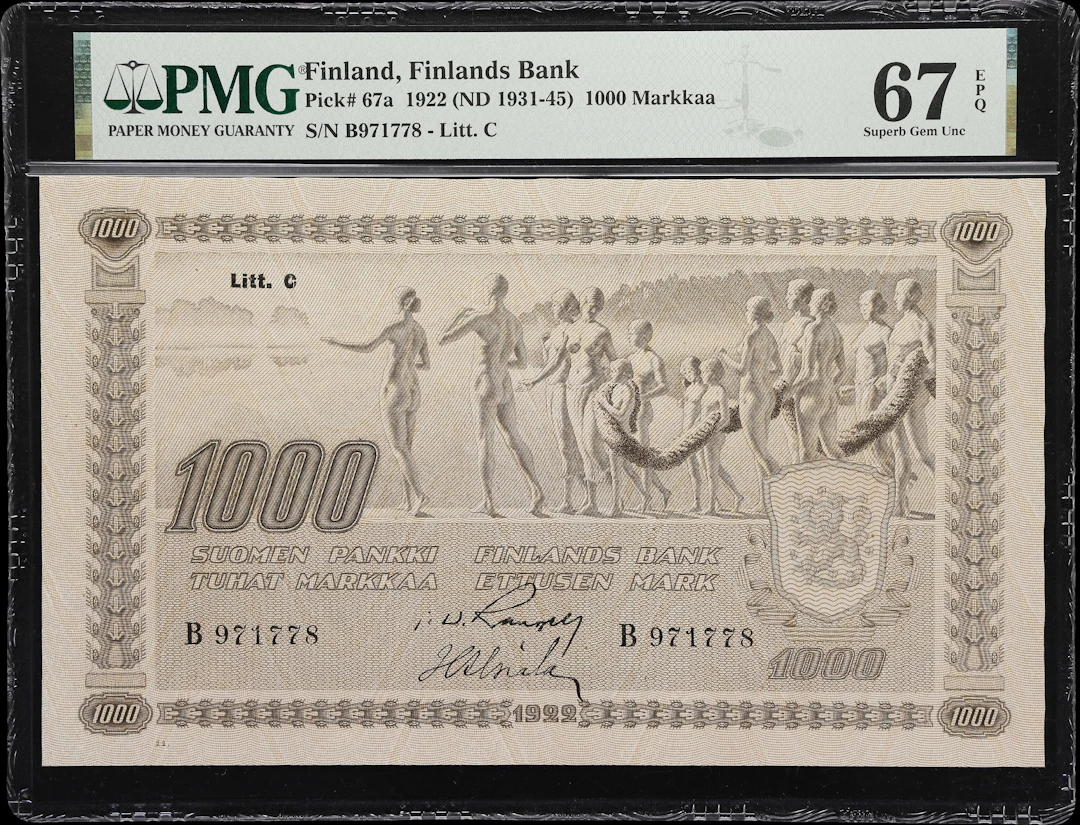 (◊) FINLAND. Finlands Bank. 1000 Markkaa, 1922 (ND 1931-45). P-67a.