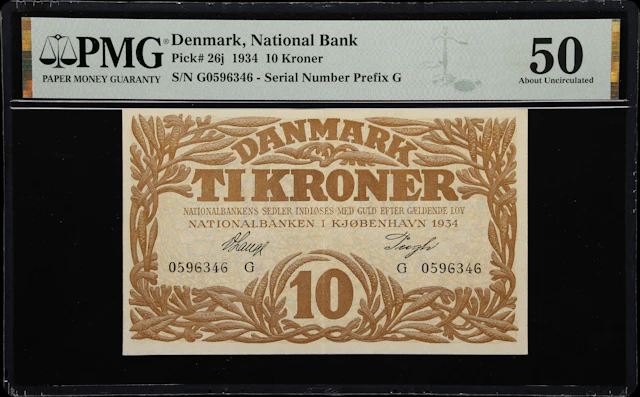 (◊) DENMARK. Nationalbanken i Kjobenhavn. 10 Kroner, 1934. P-26j.