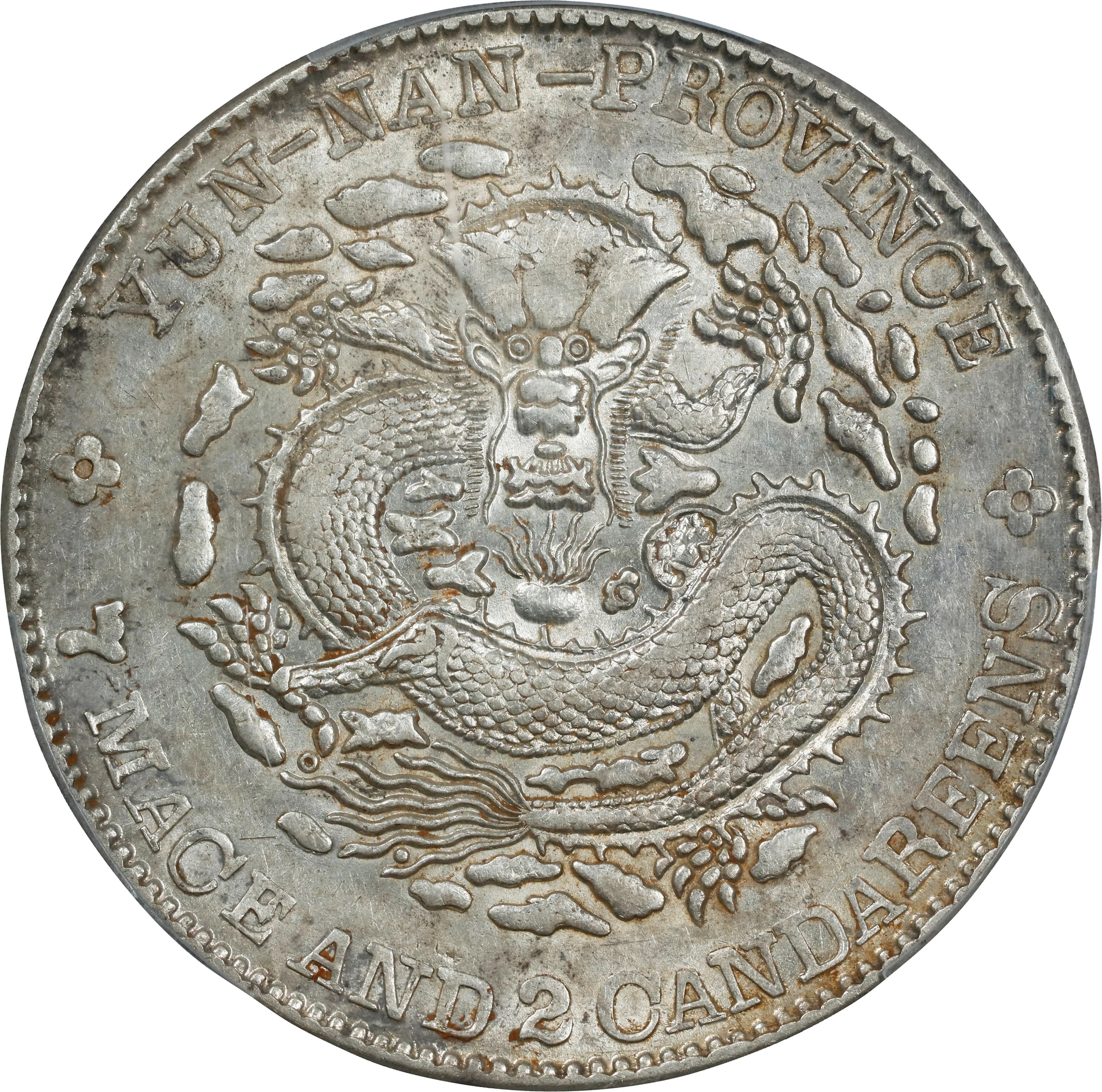 (t) CHINA. Yunnan. 7 Mace 2 Candareens (Dollar), ND (1908). Kunming