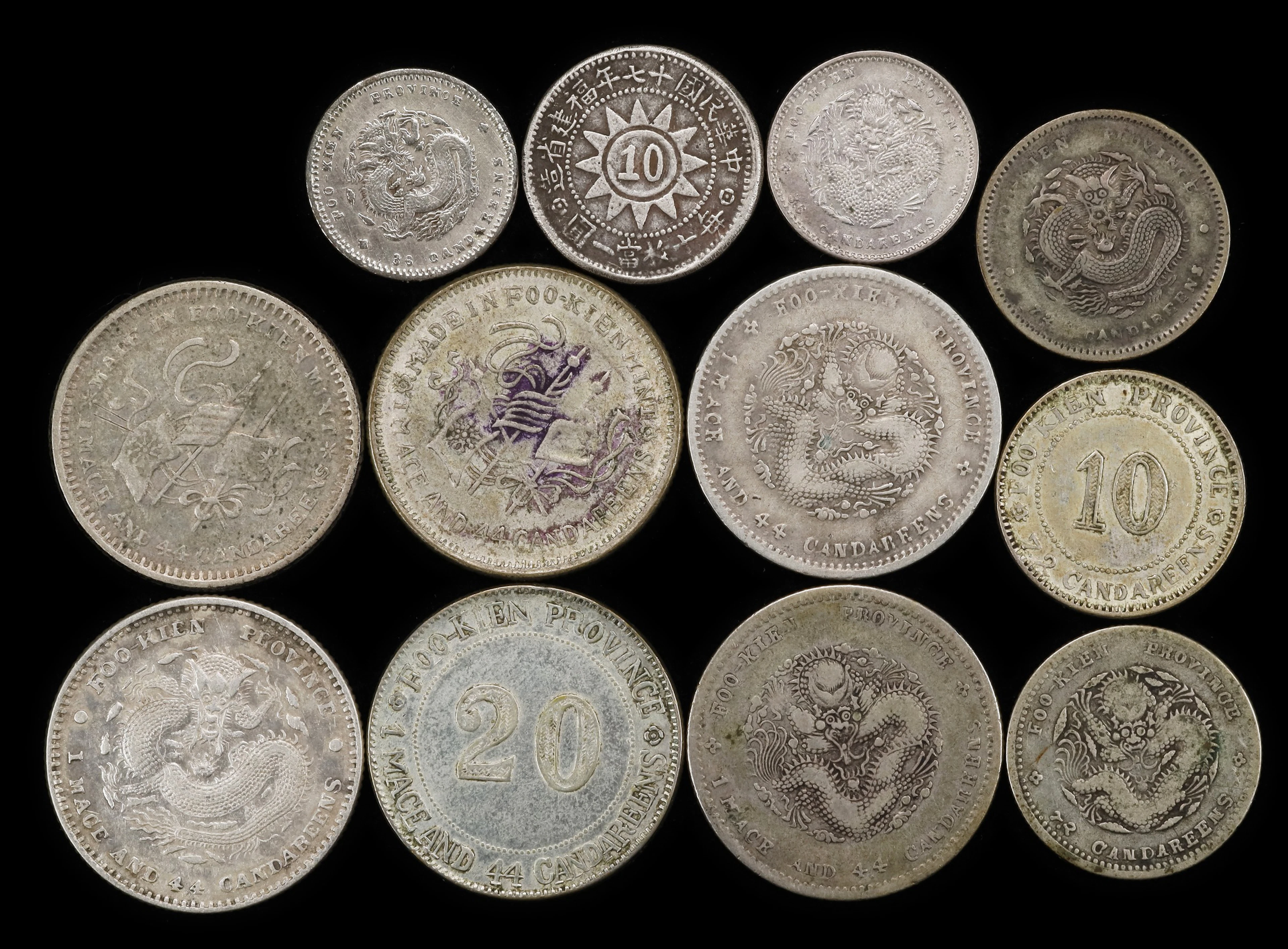 CHINA. Fukien. Group of Chopmarked Silver Minors (12 Pieces), ND (ca.