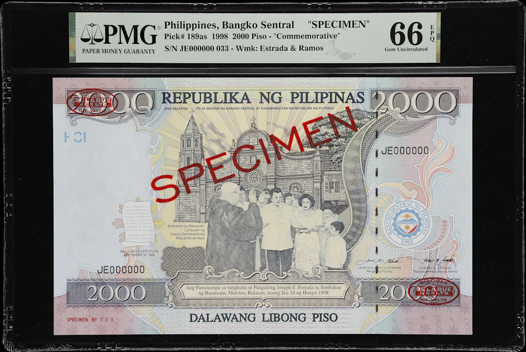 PHILIPPINES. Bangko Sentral ng Pilipinas. 2000 Piso, 1998. P-189as.